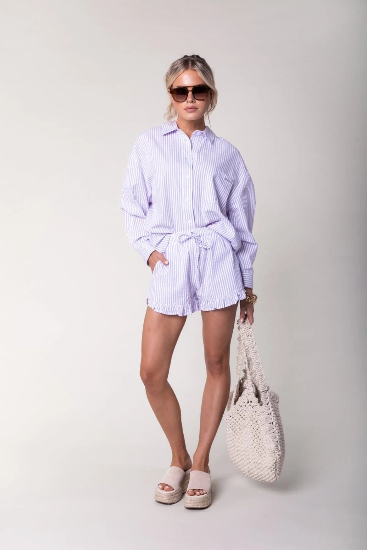 Sensa striped shorts | pastel lilac