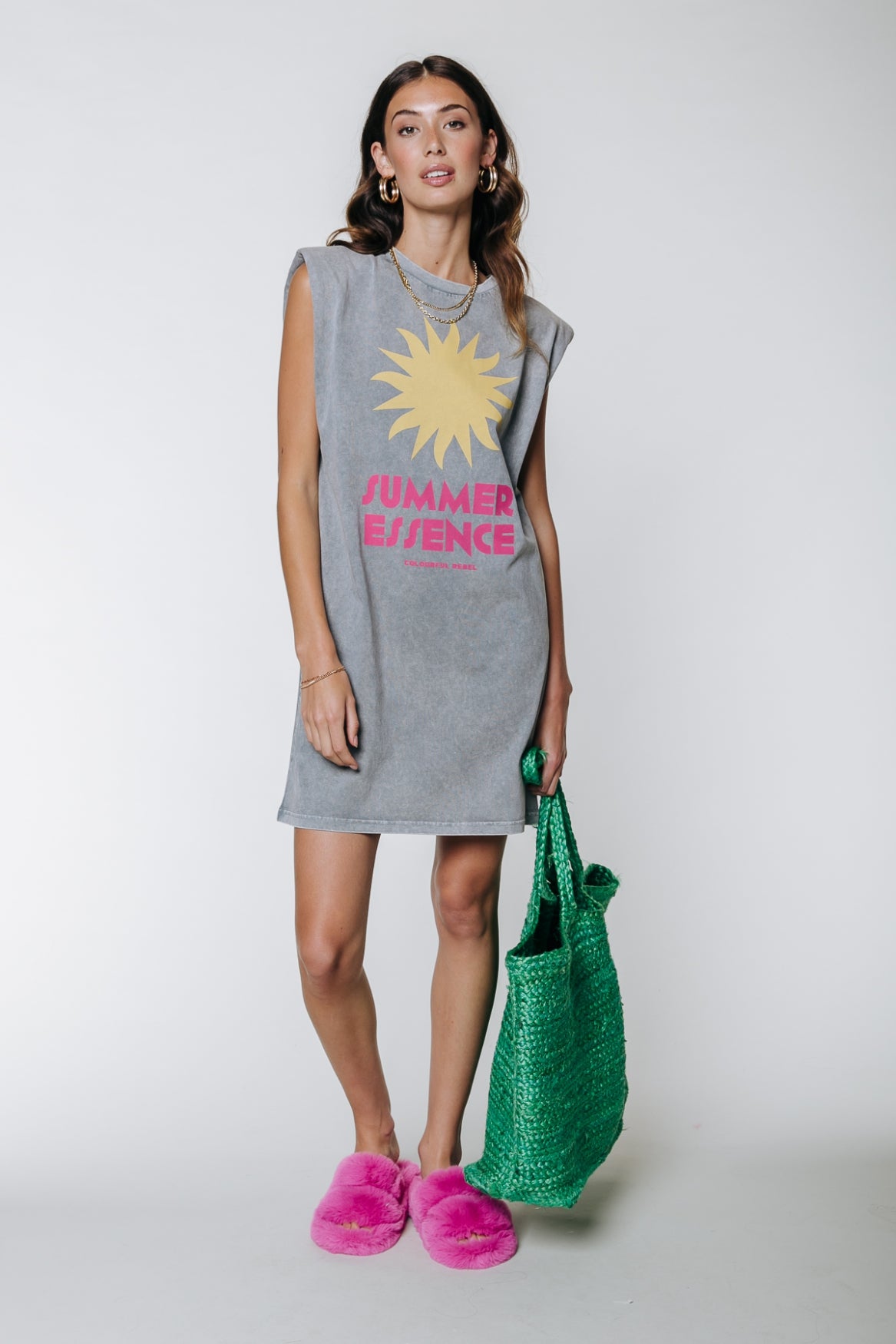 Summer Essence padded tee dress - grey