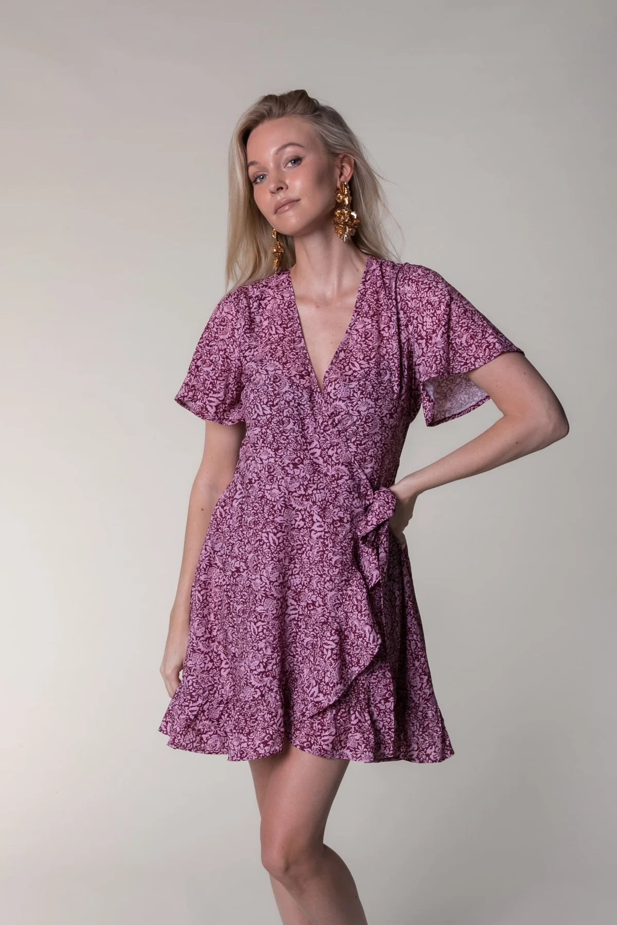 Telsi floral wrap dress | medium pink