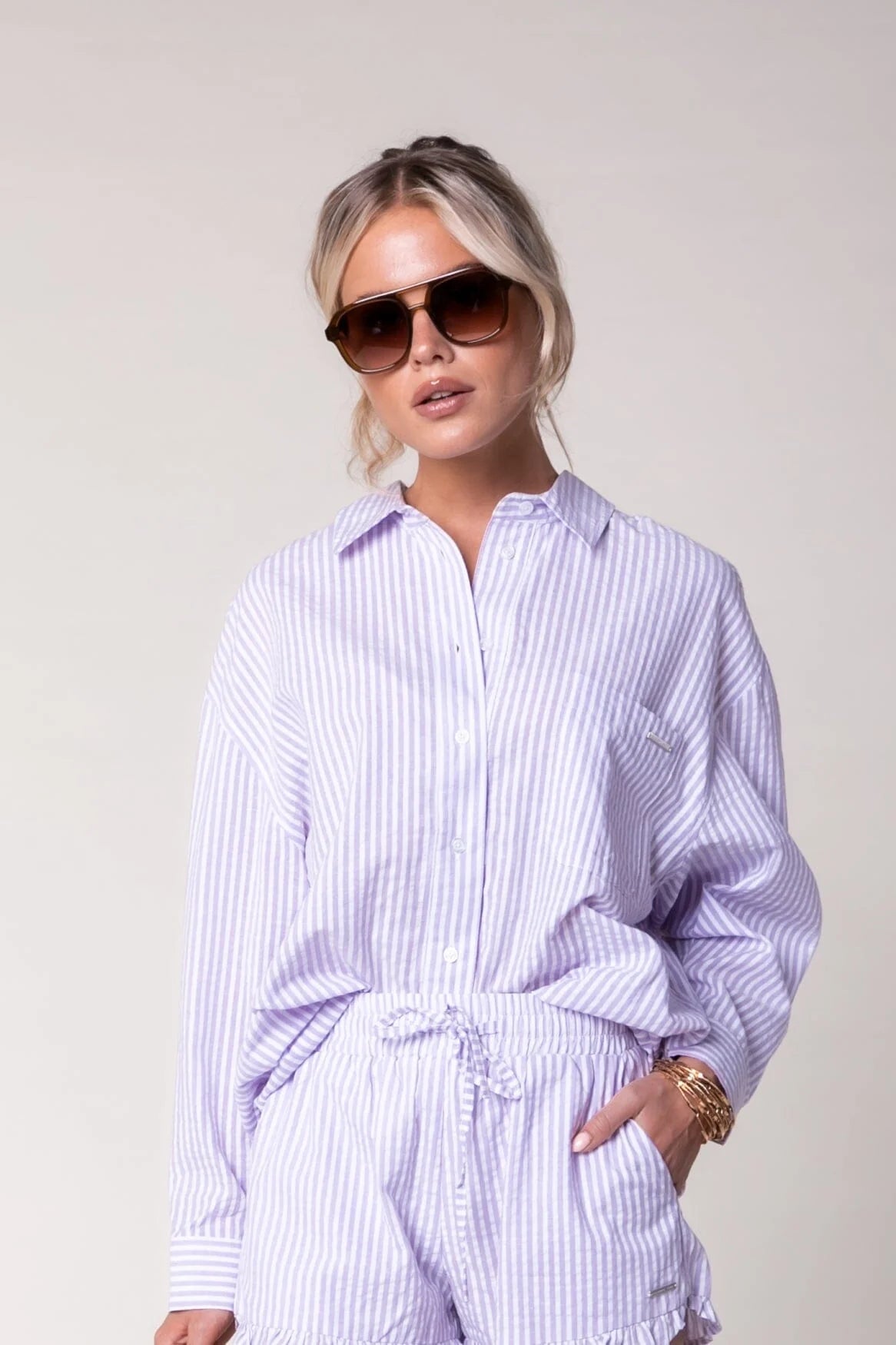 Vicky striped blouse | pastel lilac