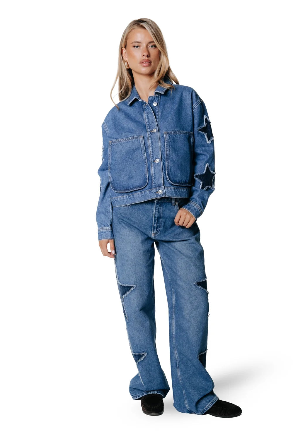 Star Wide Leg Jeans I Mid blue denim