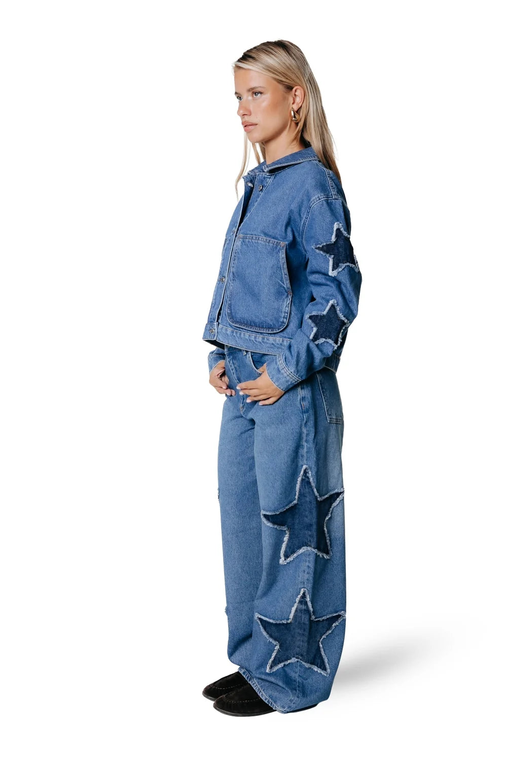 Star Wide Leg Jeans I Mid blue denim