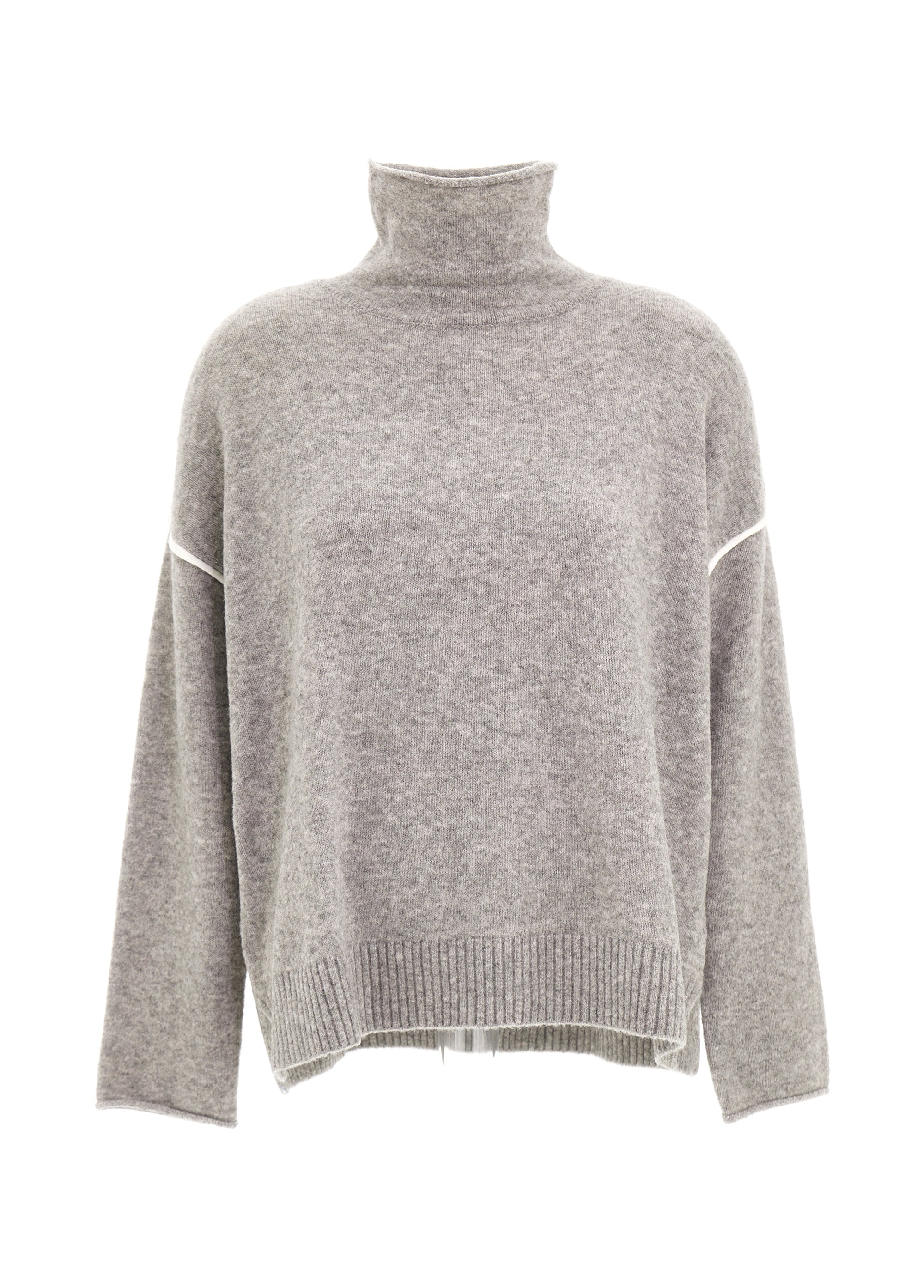 Knitted turtleneck - grey melange