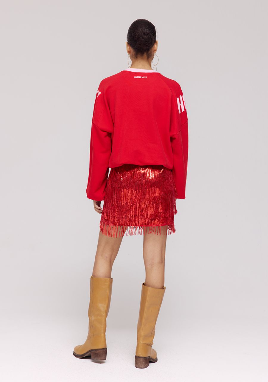 Balou sequin skirt | poppy red