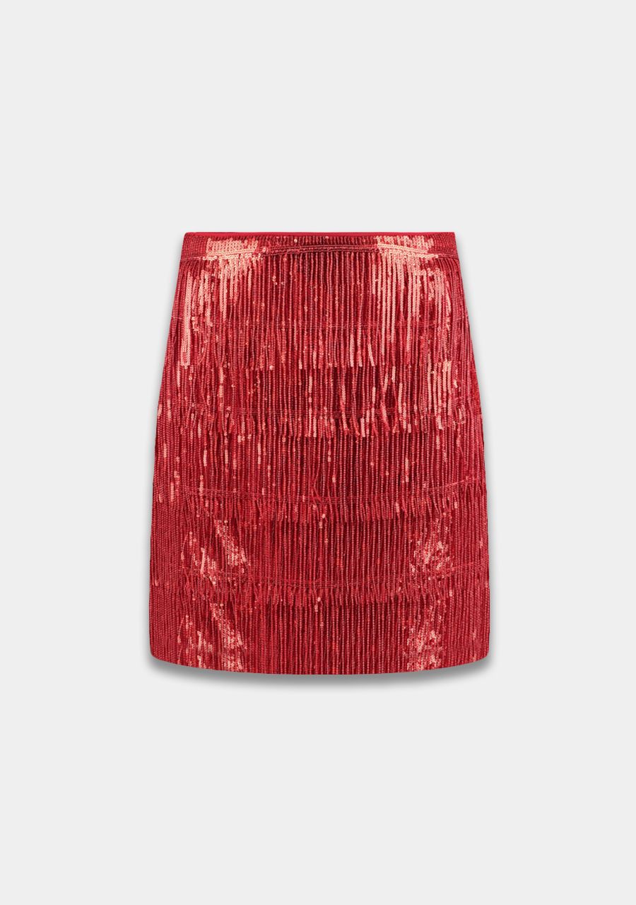 Balou sequin skirt | poppy red