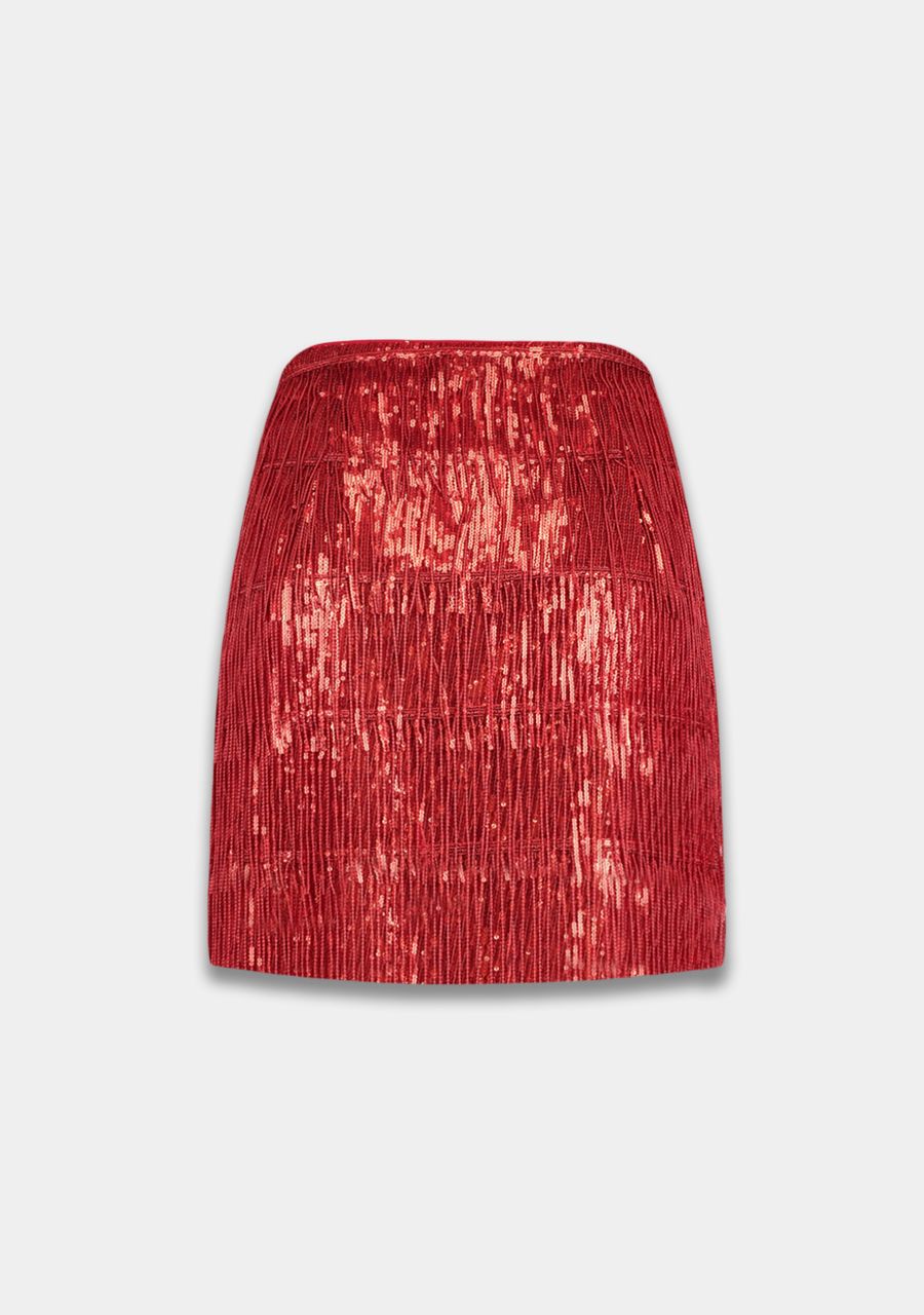 Balou sequin skirt | poppy red