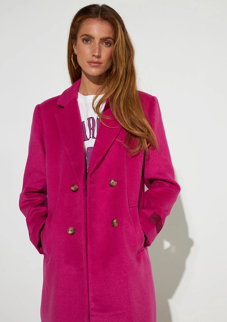 Hazel oversized coat - fuchsia