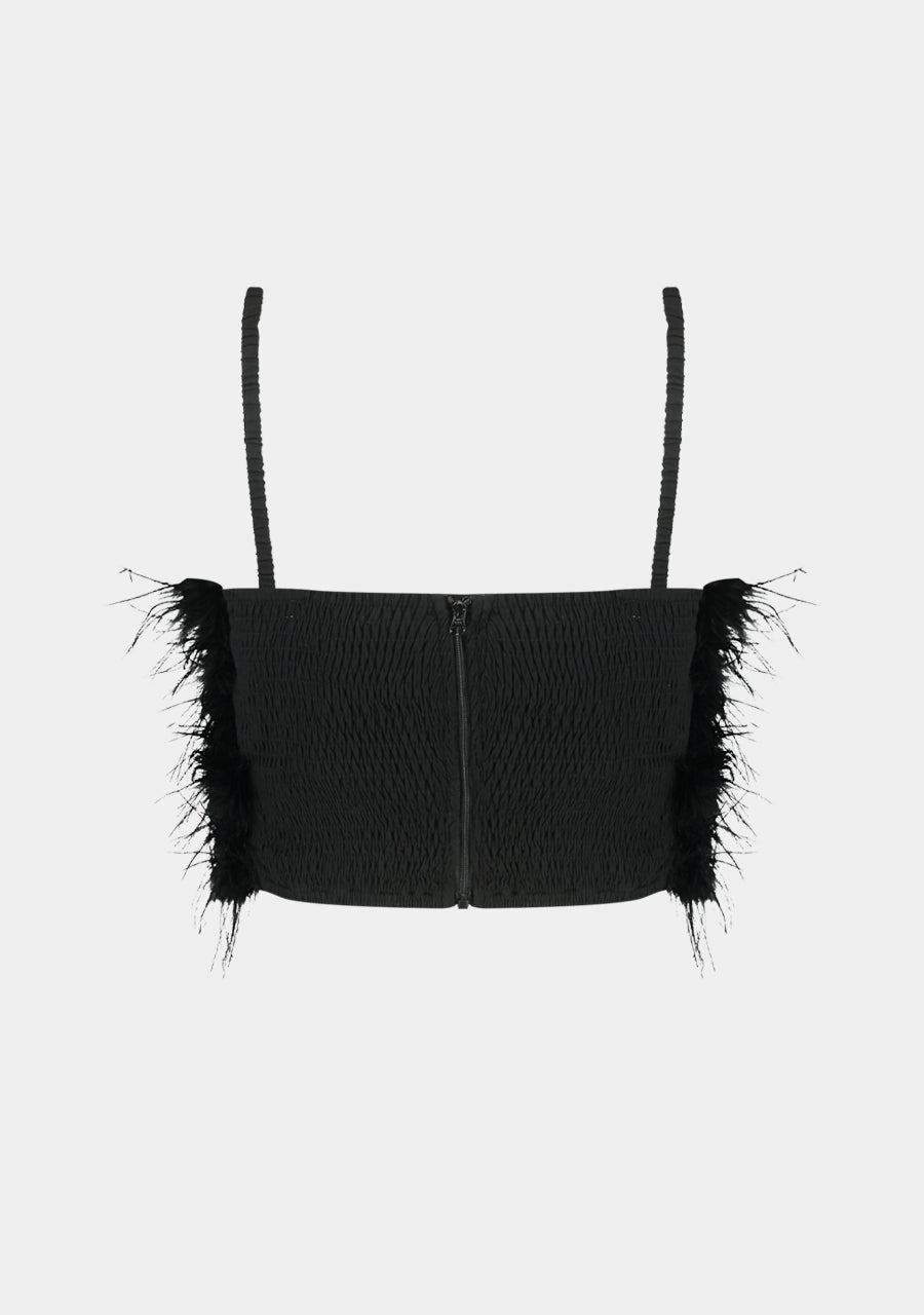 Isabella feather top | black