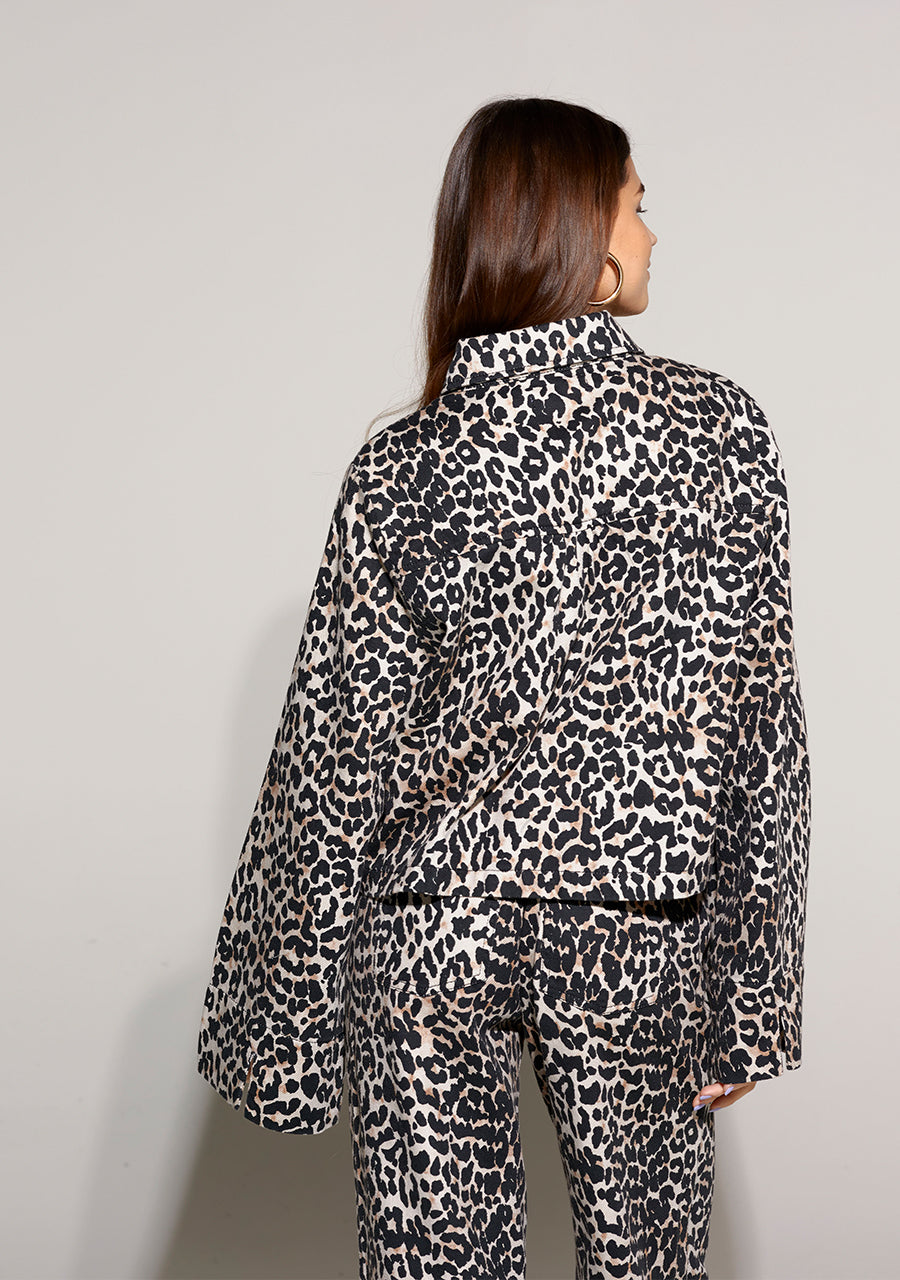 Lexie leopard denim jacket