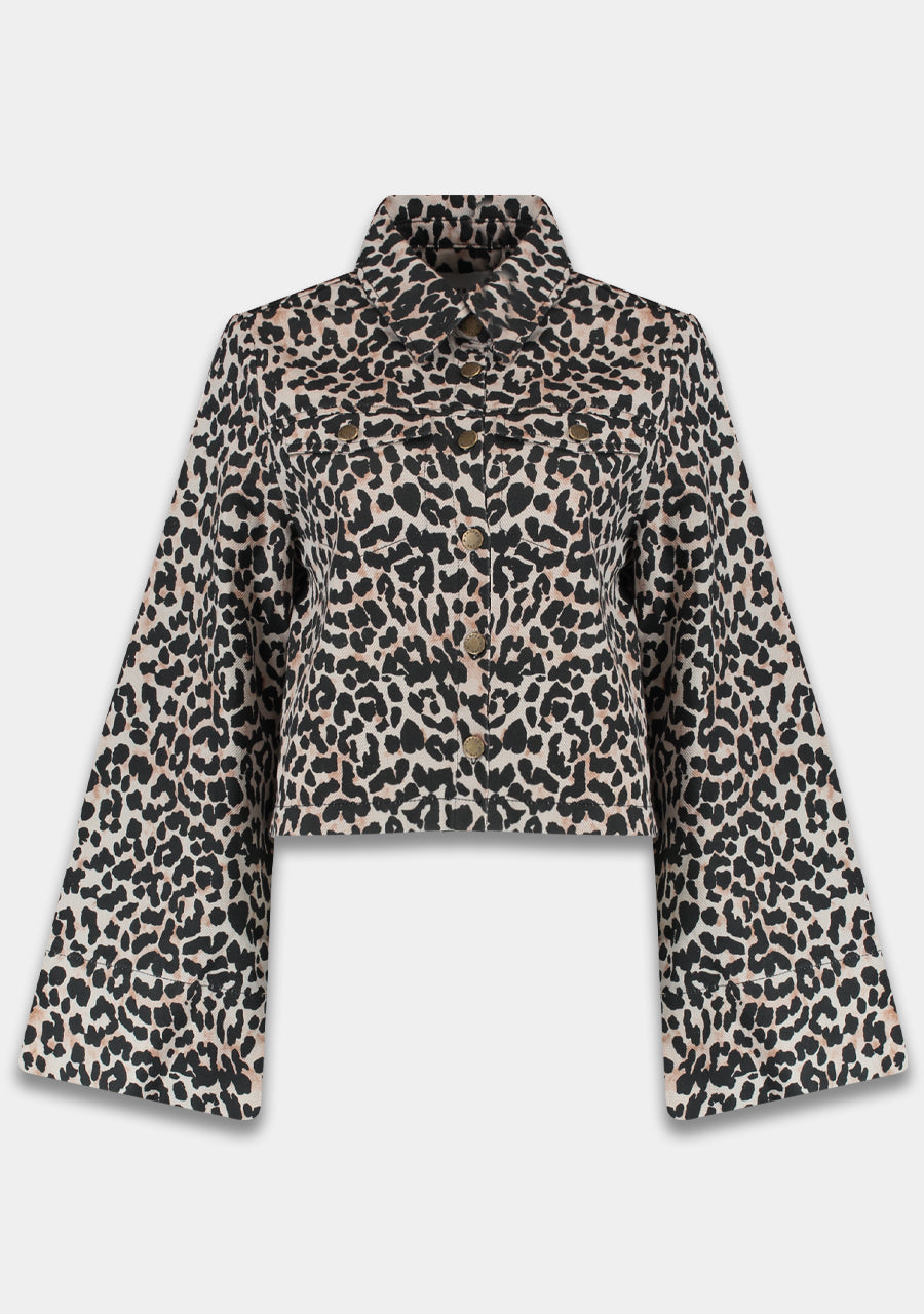 Lexie leopard denim jacket