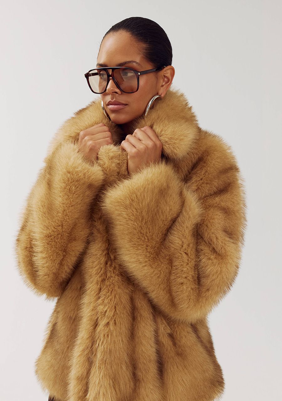Live fake fur coat
