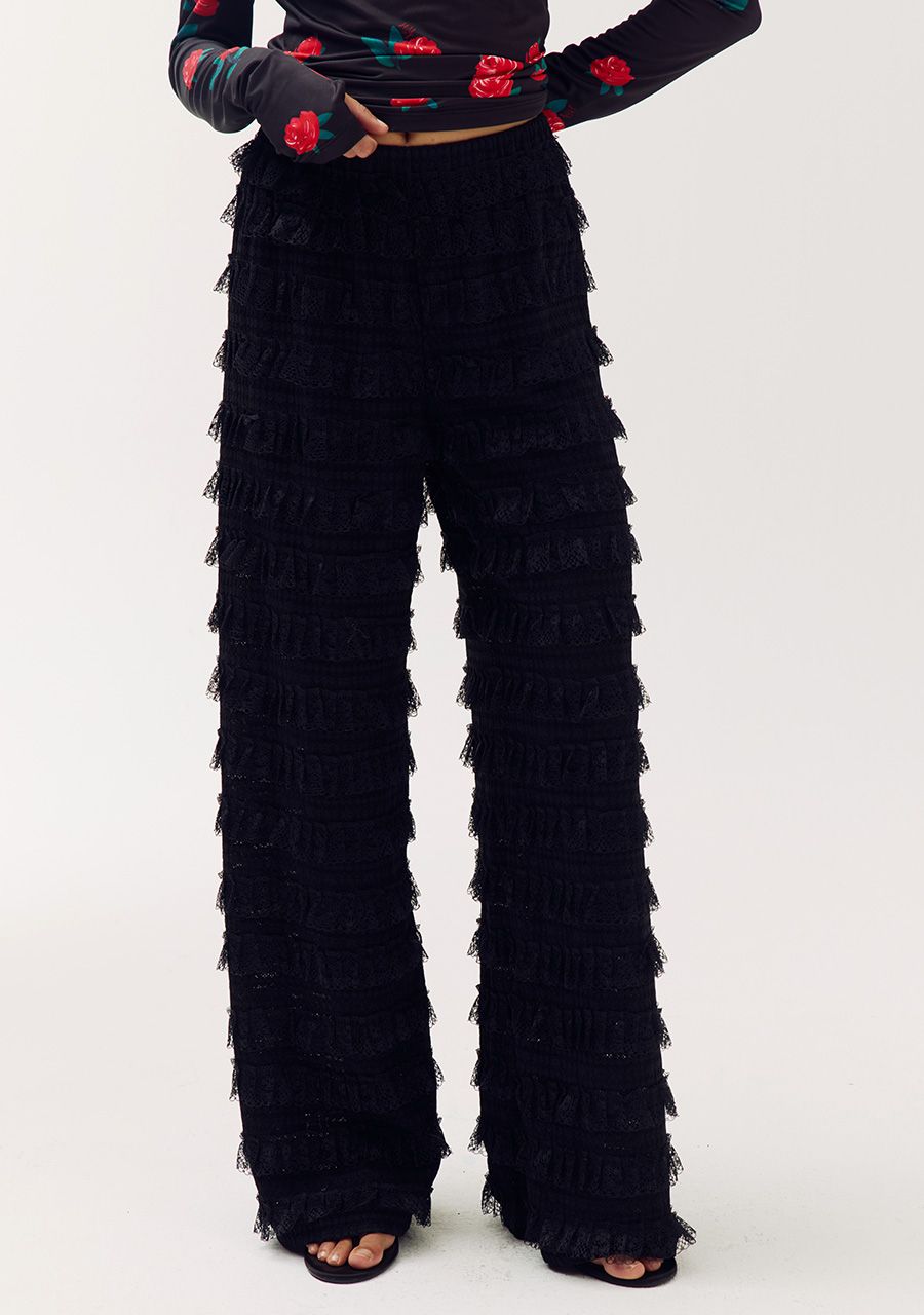 Lo ruffle pants | black