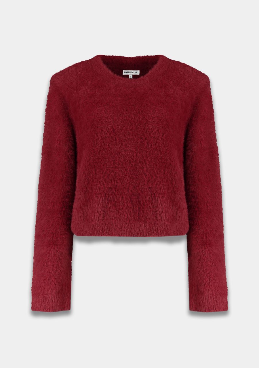 Nina fluffy sweater | Ruby red