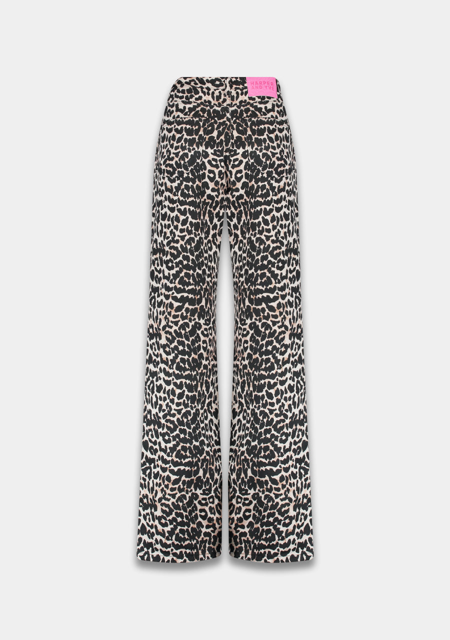 Yve Lexie leopard wide leg jeans