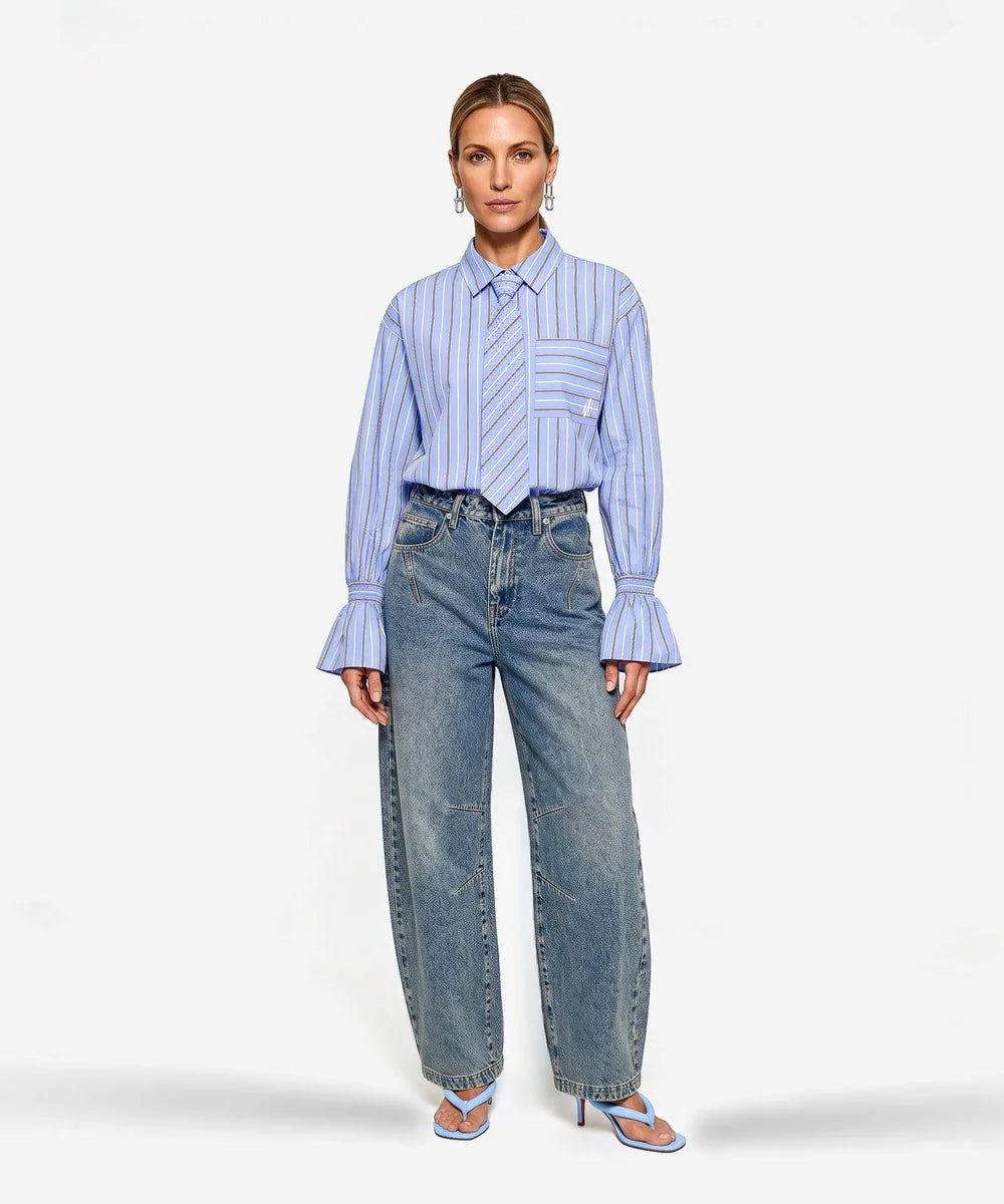 Talya-Tie Blue Blouse | Office Blue