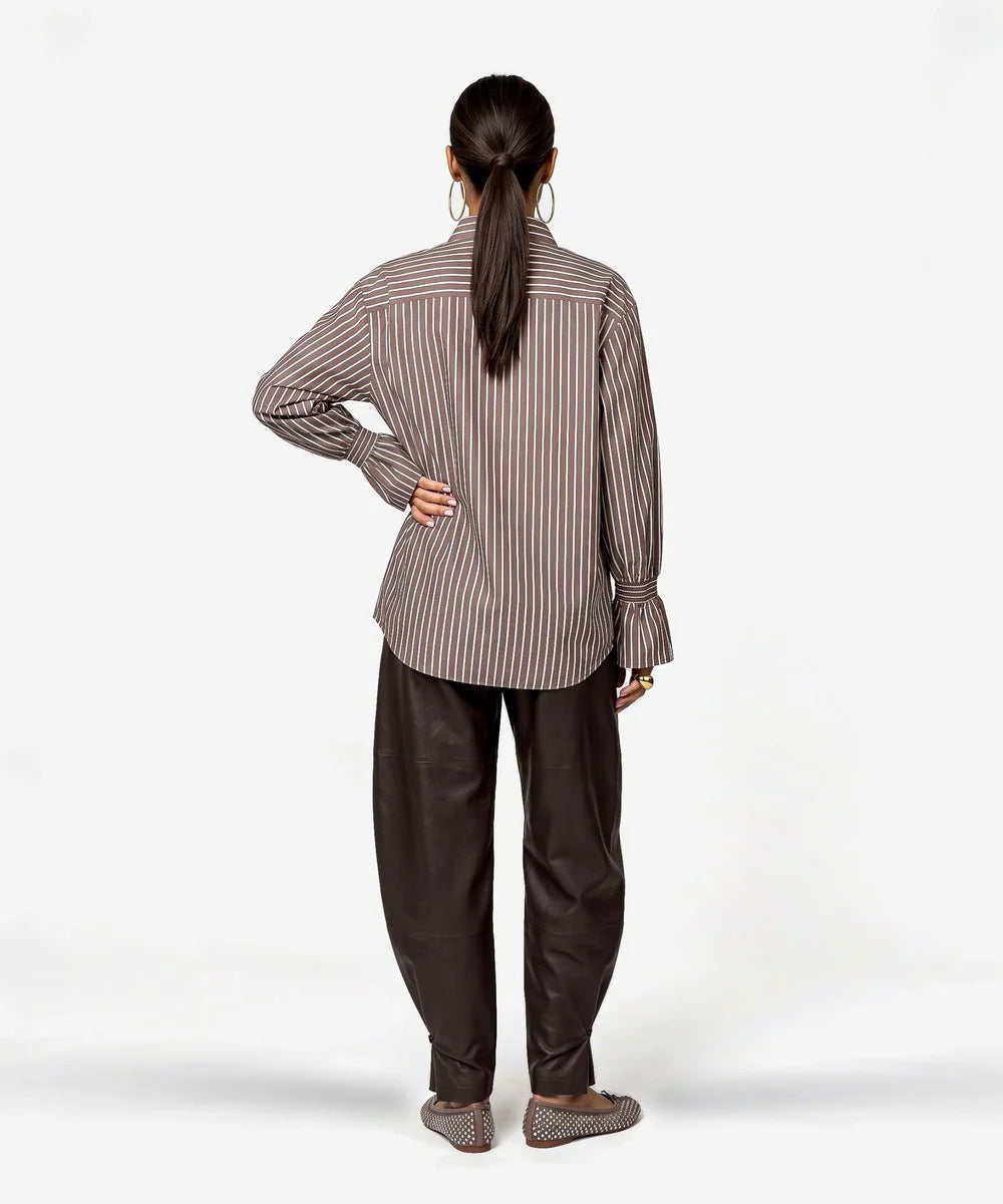 Talya-Tie Brown Blouse | Office Brown