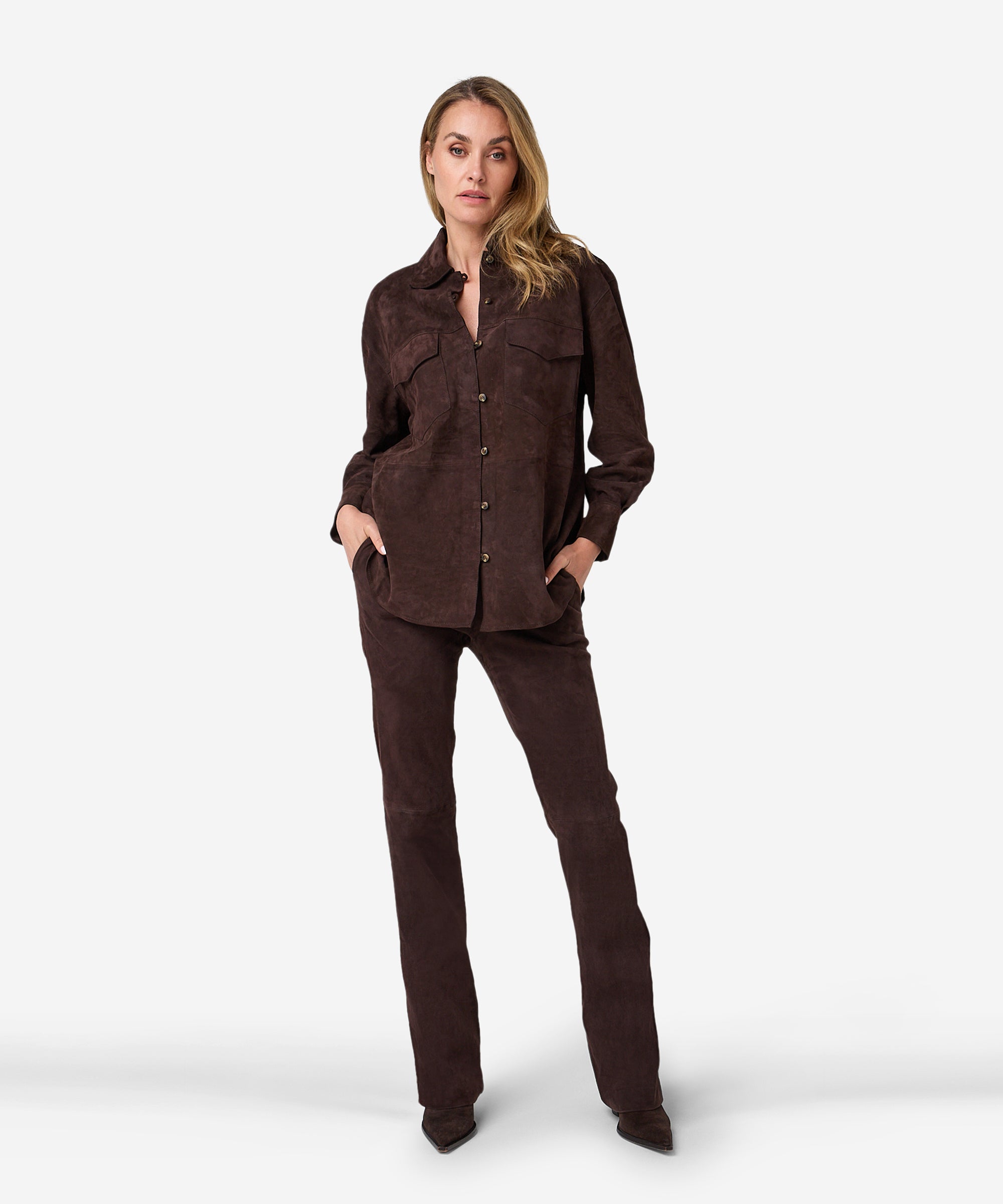 Bodi suede blouse | coffee bean