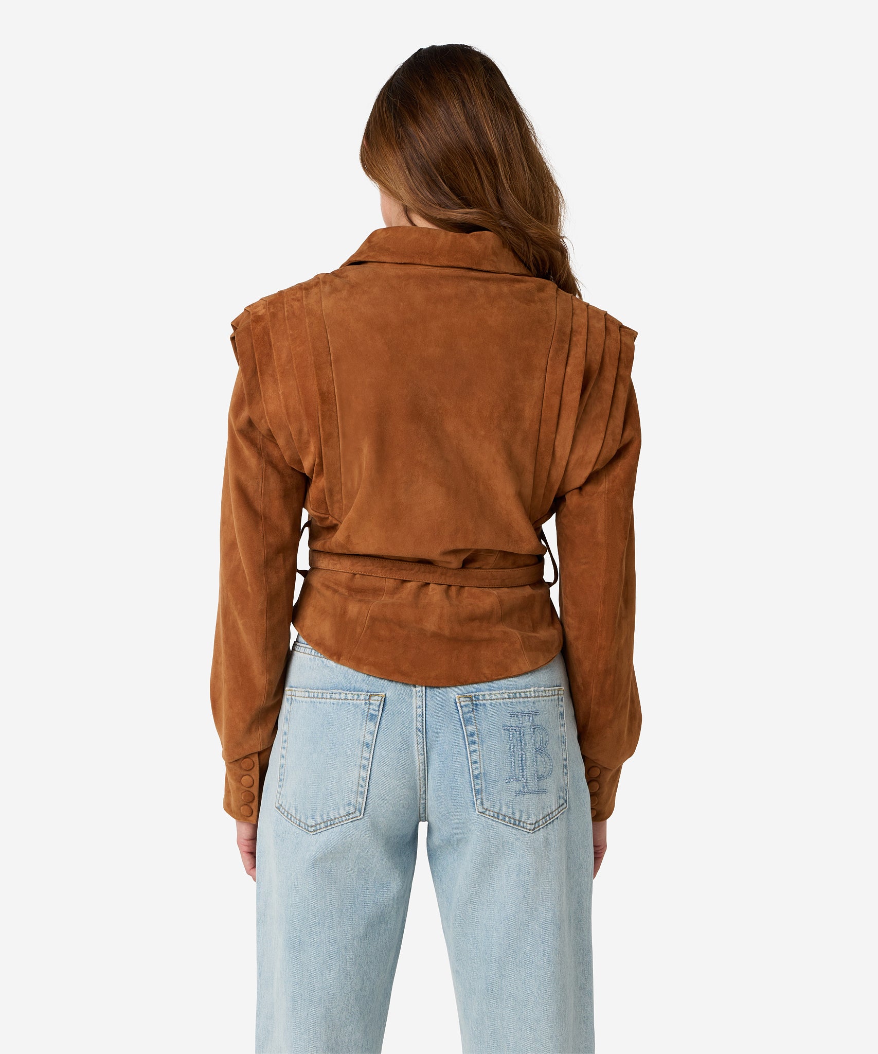 Joyce suede jacket afritsbare mouwen | cashew brown