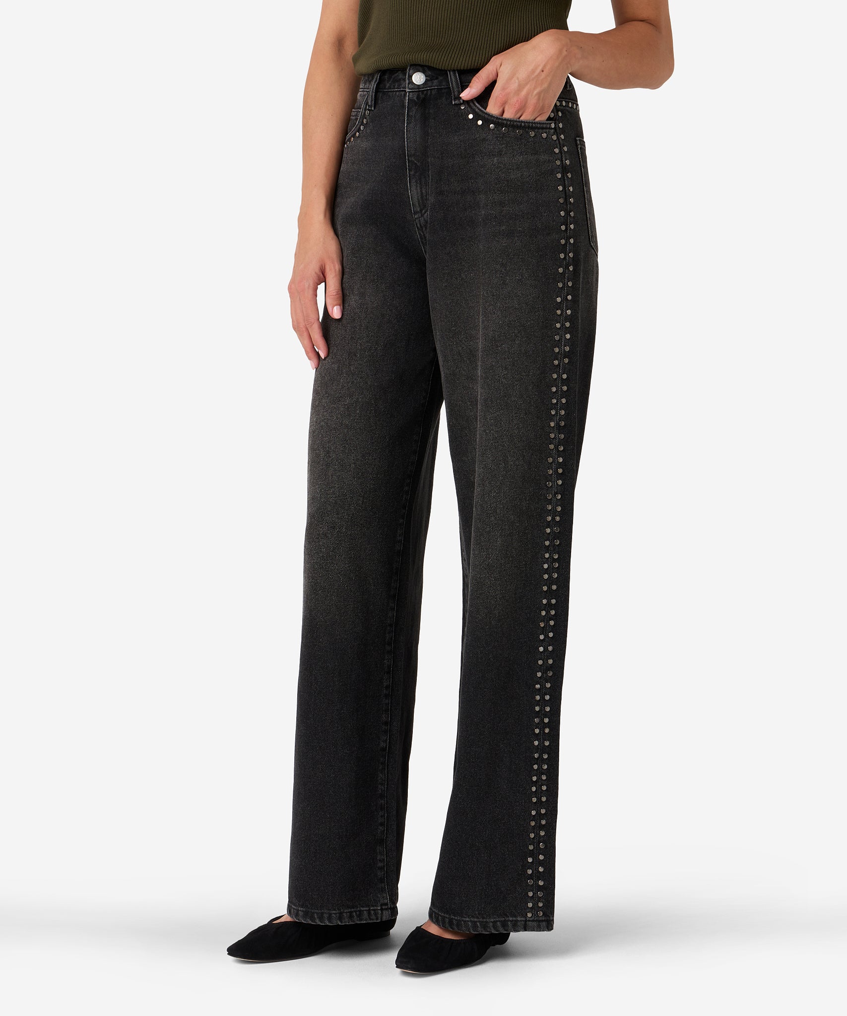 Pacey studdes denim | dark grey