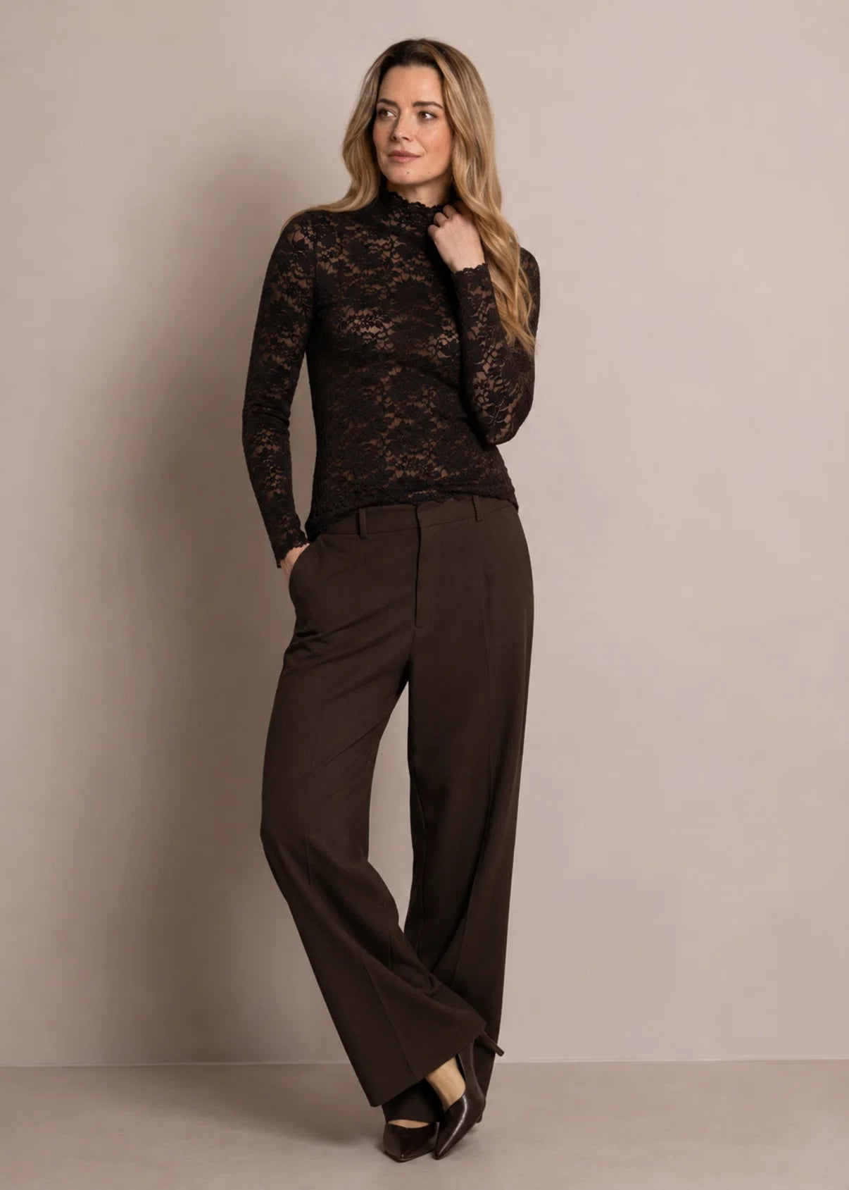 Jeanne lace top | cacao