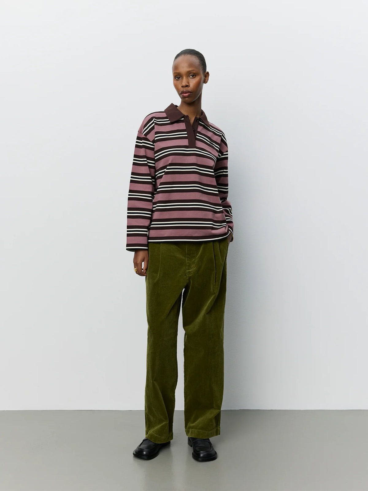PRIASW Striped Polo I Dark plum