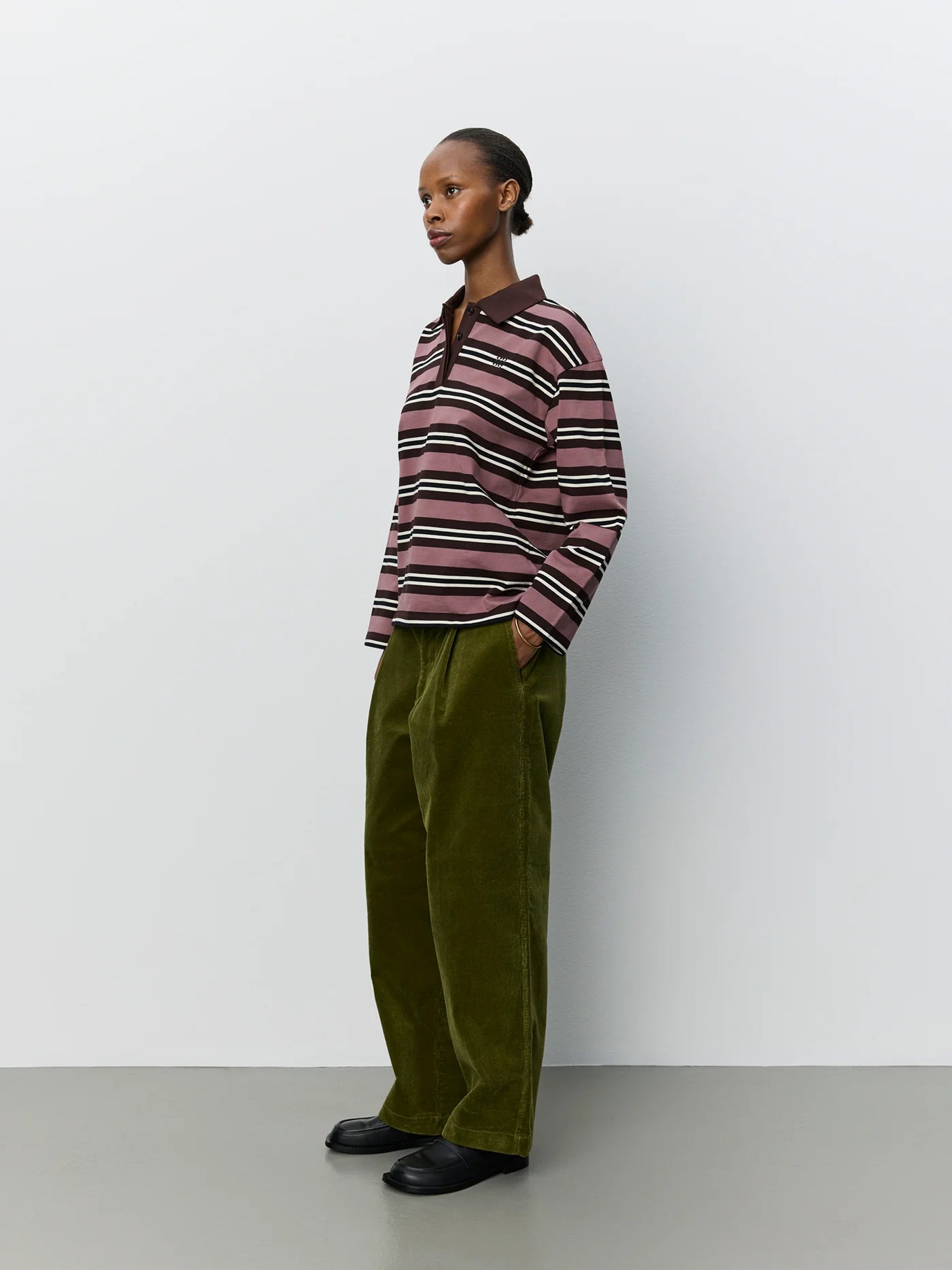 PRIASW Striped Polo I Dark plum