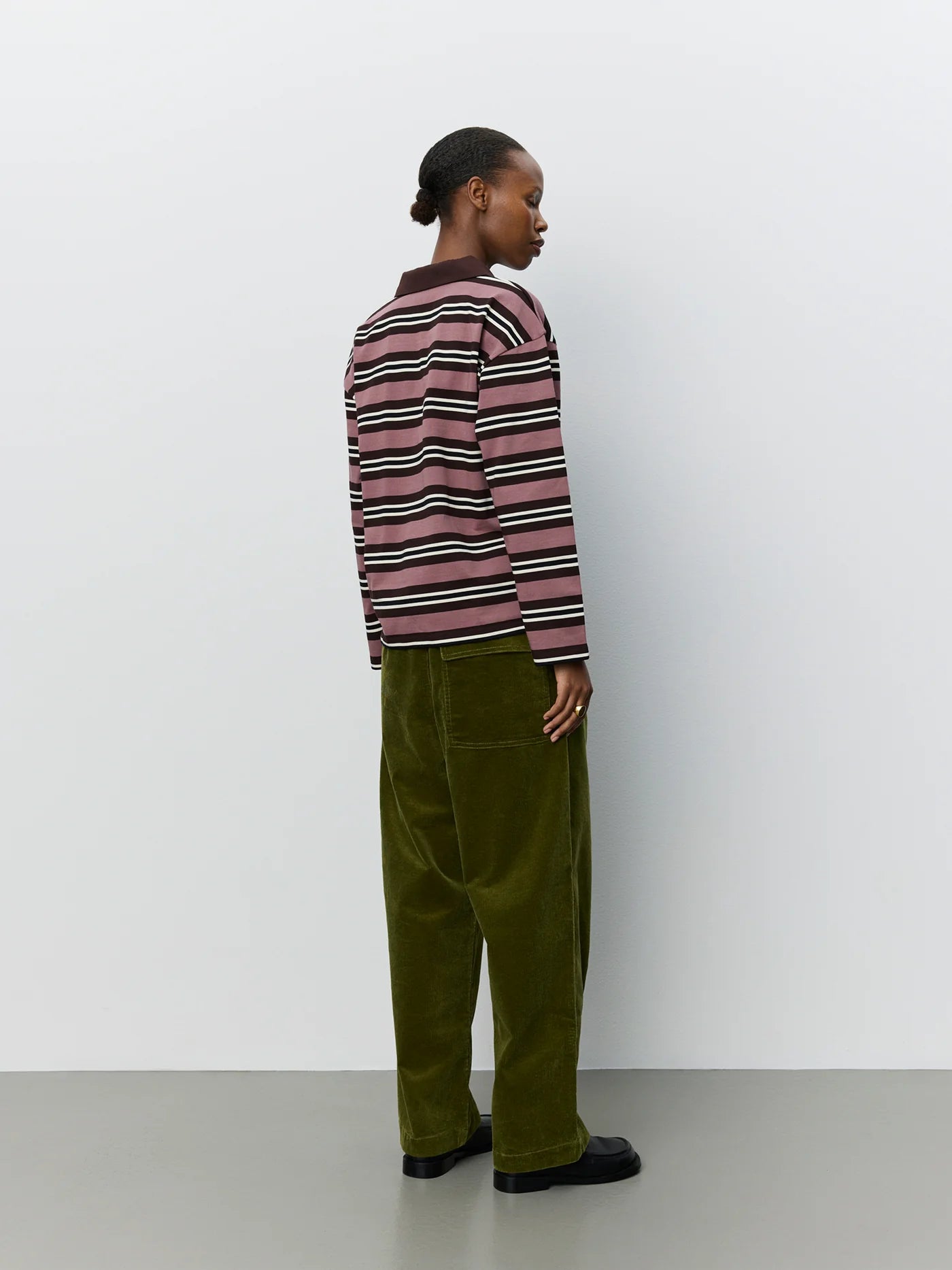 PRIASW Striped Polo I Dark plum