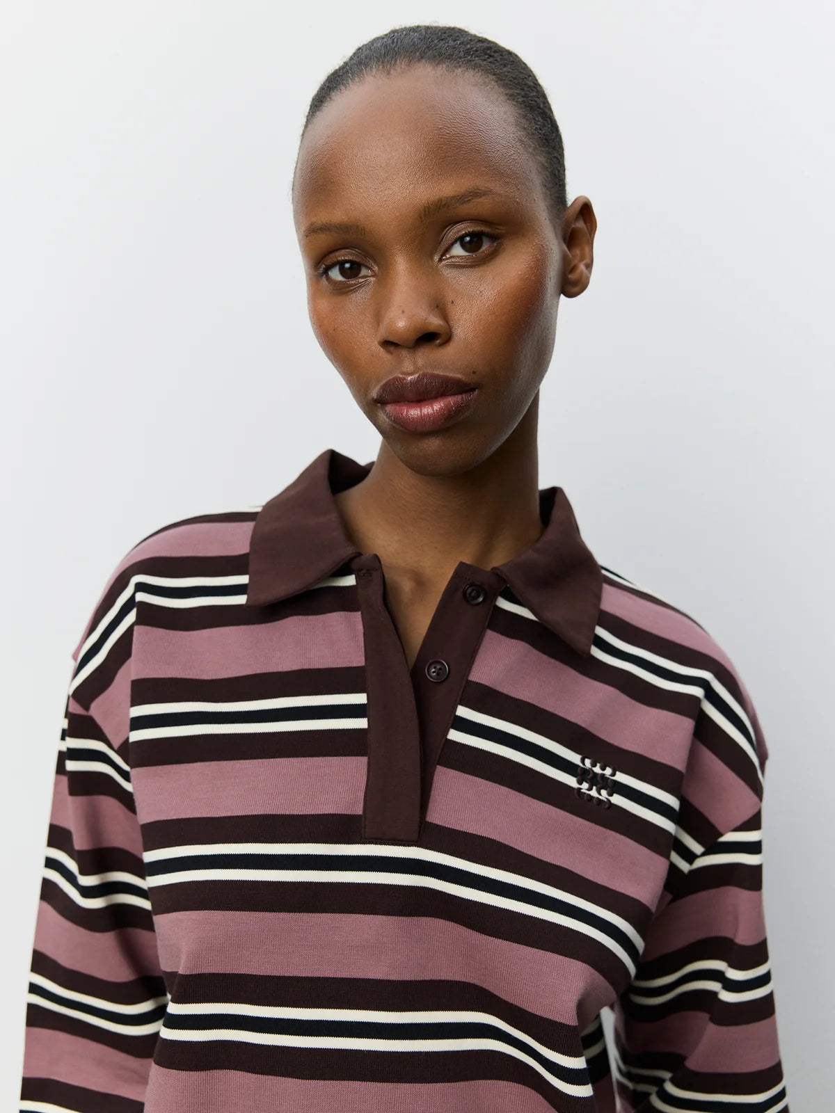 PRIASW Striped Polo I Dark plum