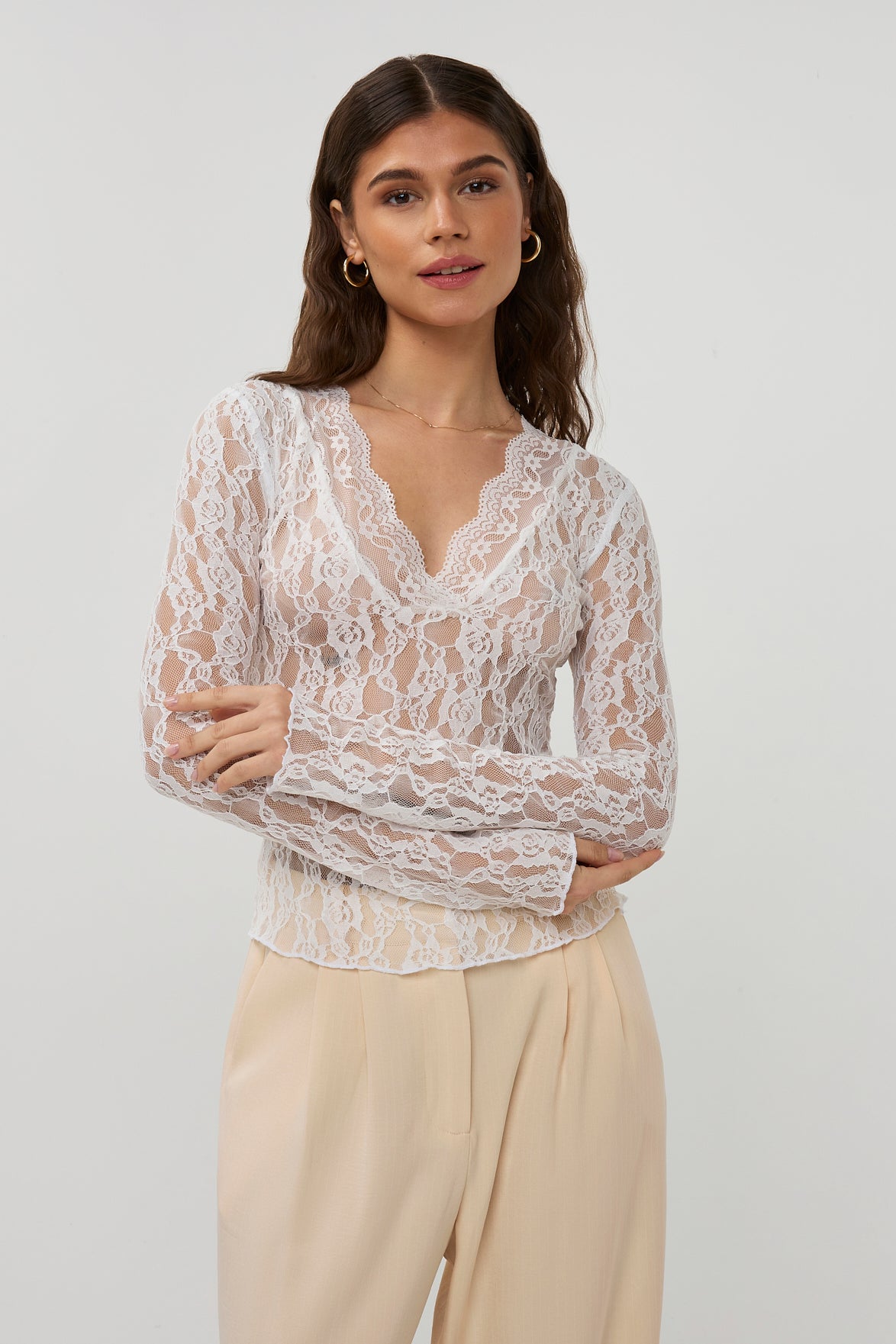 Gemma lace top | white