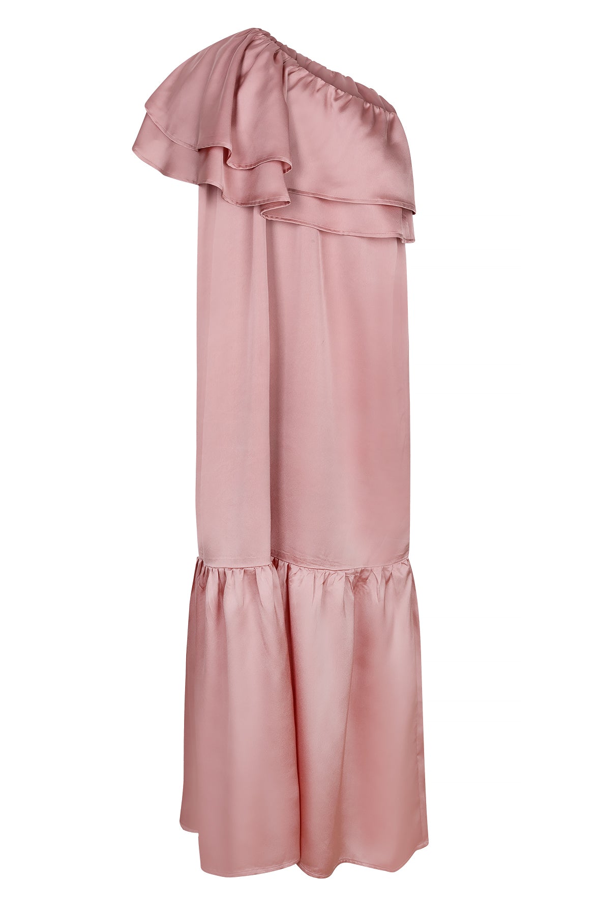 Linne Ruffle one shoulder dress | dusty pink