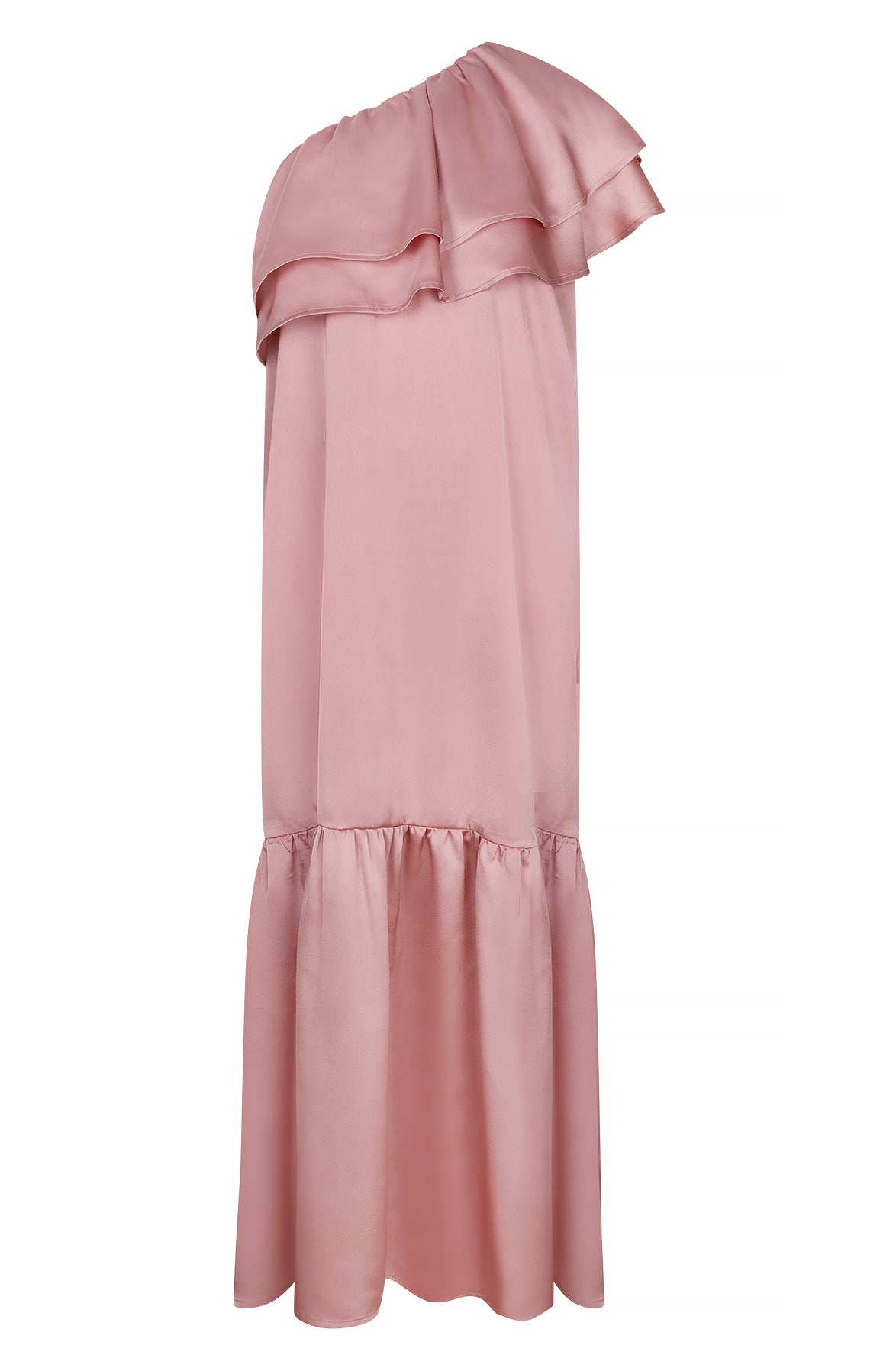 Linne Ruffle one shoulder dress | dusty pink