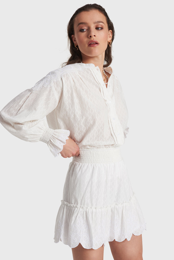 Structure Broderie blouse - soft white