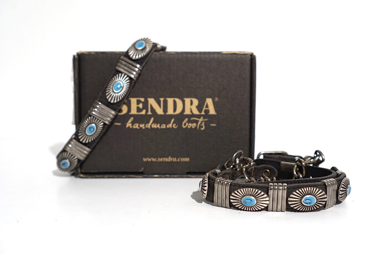 Sendra spurs - anthracite with turquoise conchos