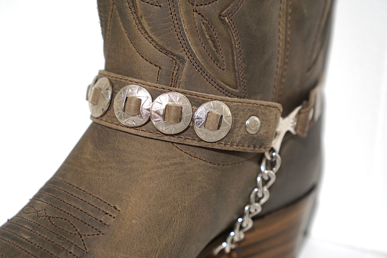 Sendra spurs - taupe with silver circles/stars
