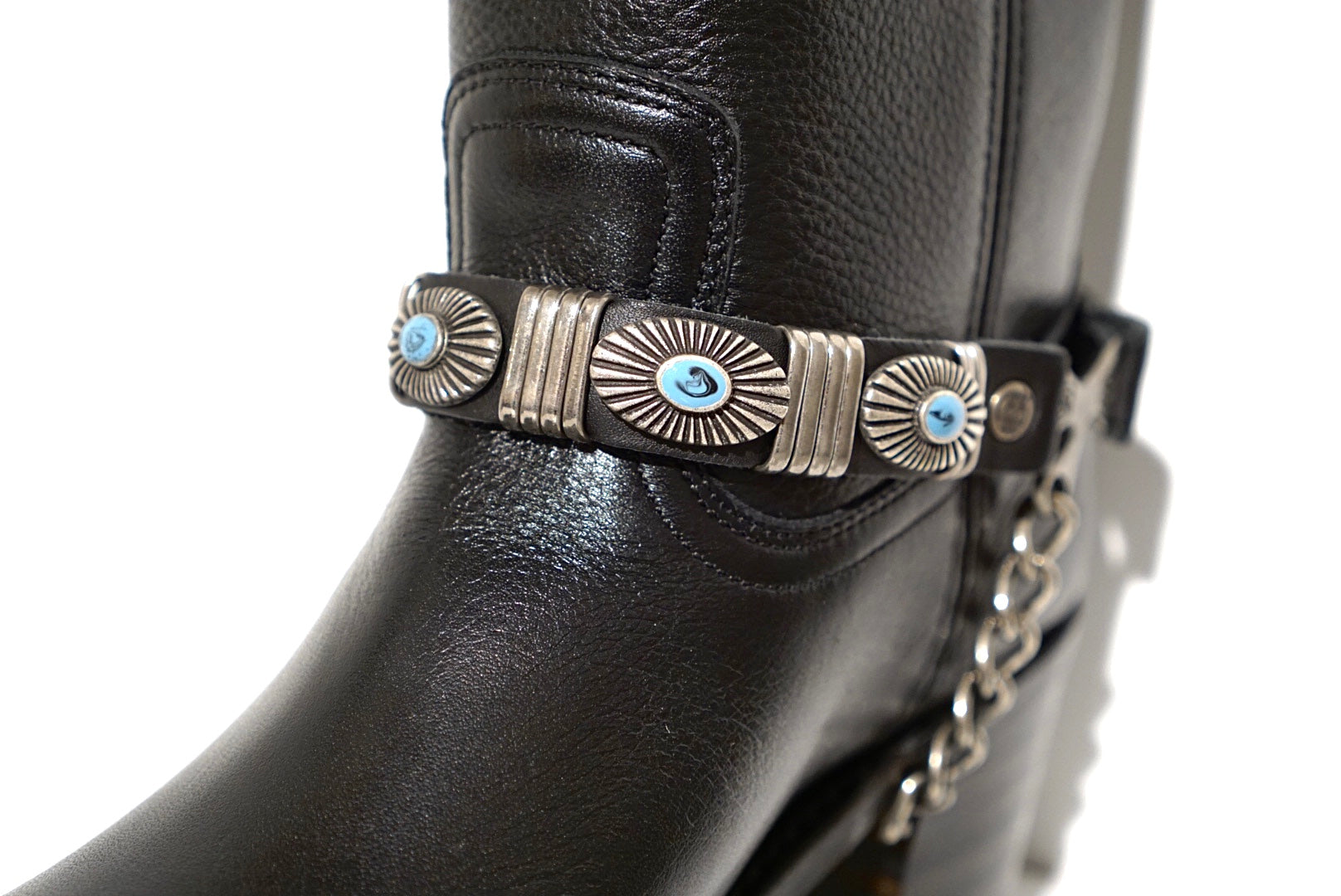 Sendra spurs - black with turquoise concho