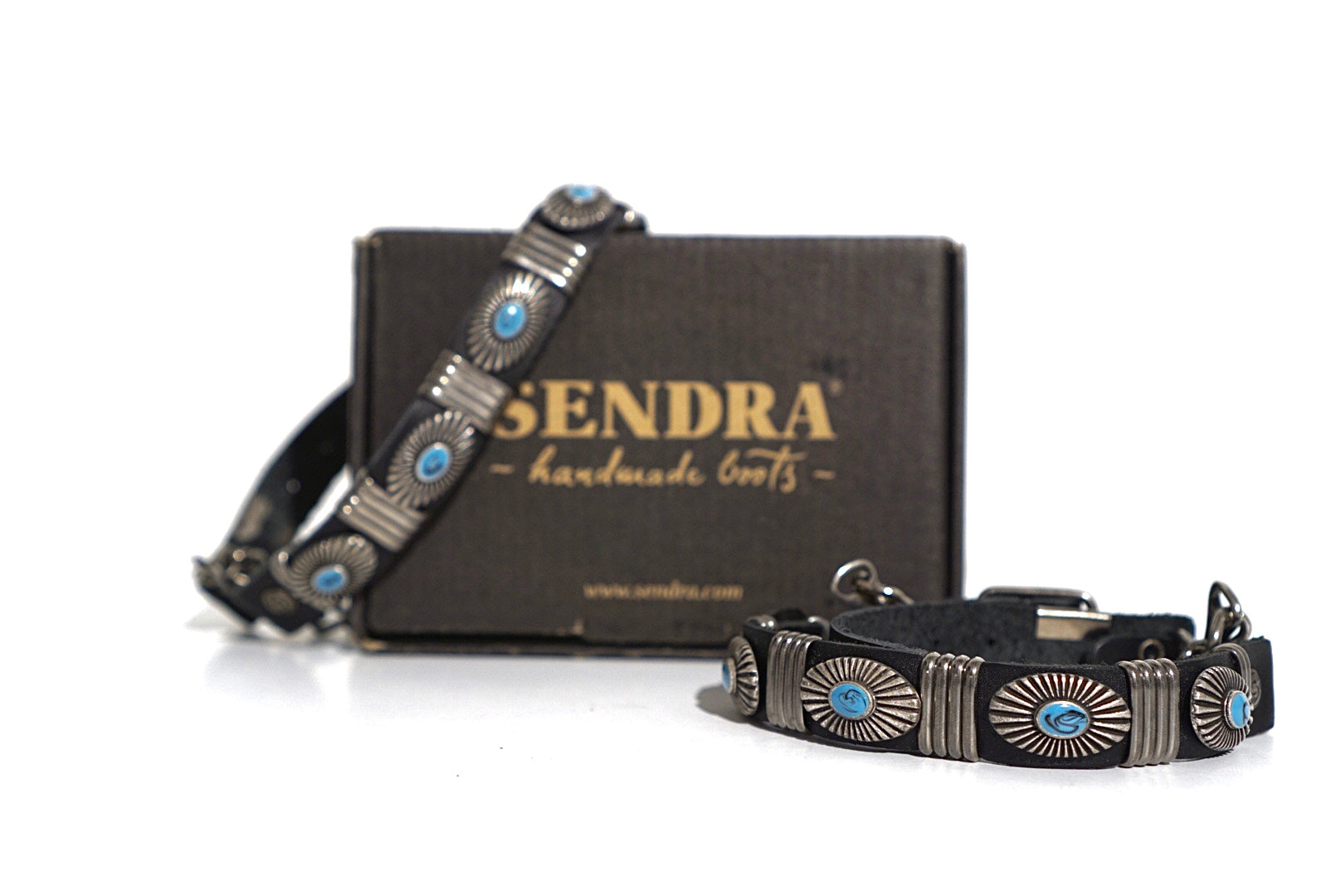 Sendra spurs - black with turquoise concho