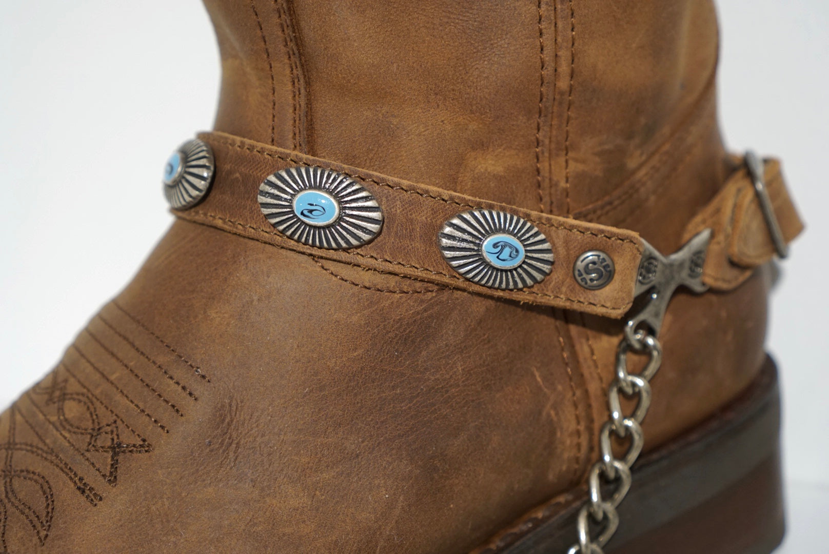 Sendra spurs - dark brown with turquoise accents