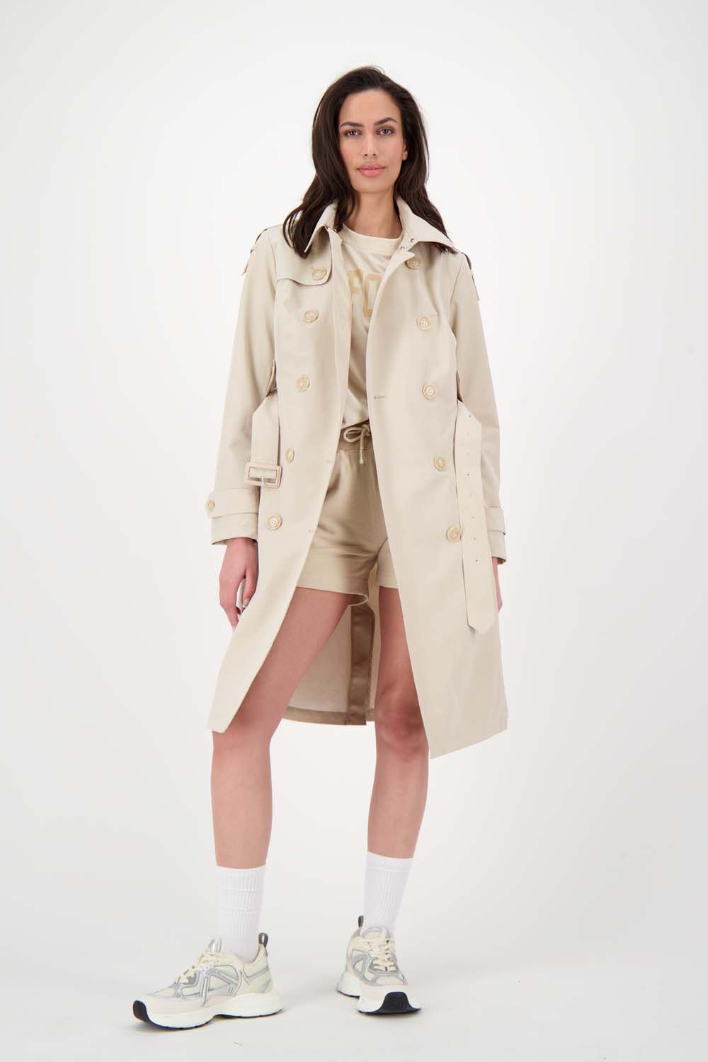 Soft shell trench coat - cement 