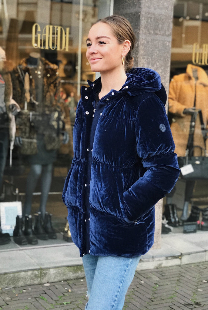 Velvet casual jacket - dark navy blue