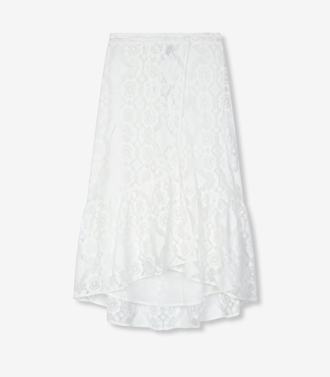 Lace midi skirt - white