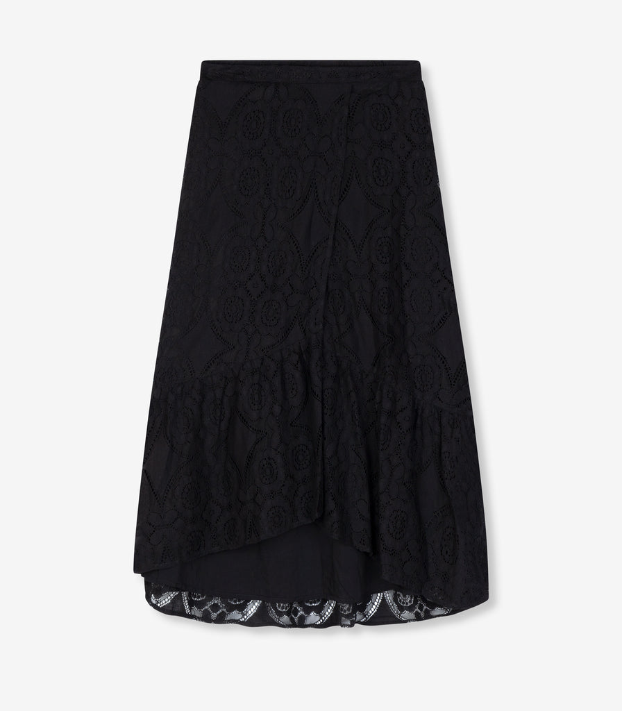 Lace midi skirt - black