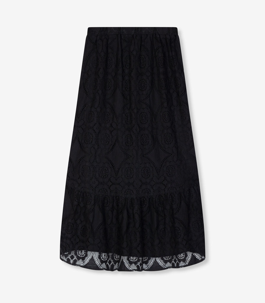 Lace midi skirt - black