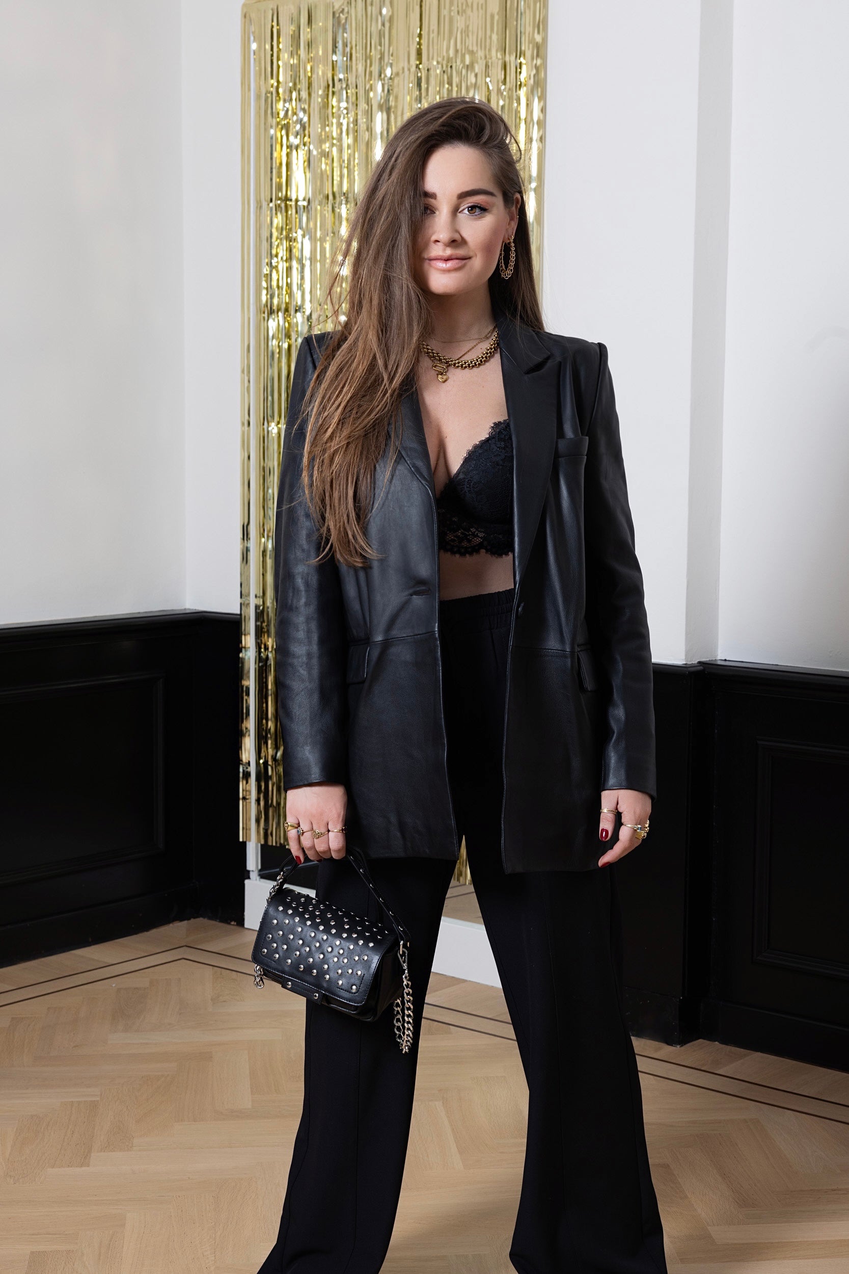 Jane leather oversized blazer