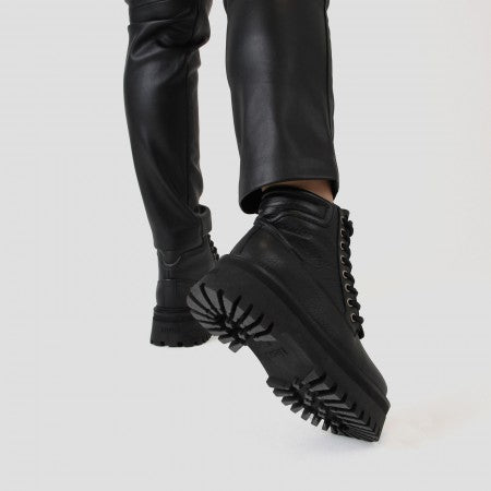 Bronx black leather chunky sole hiker boots sales