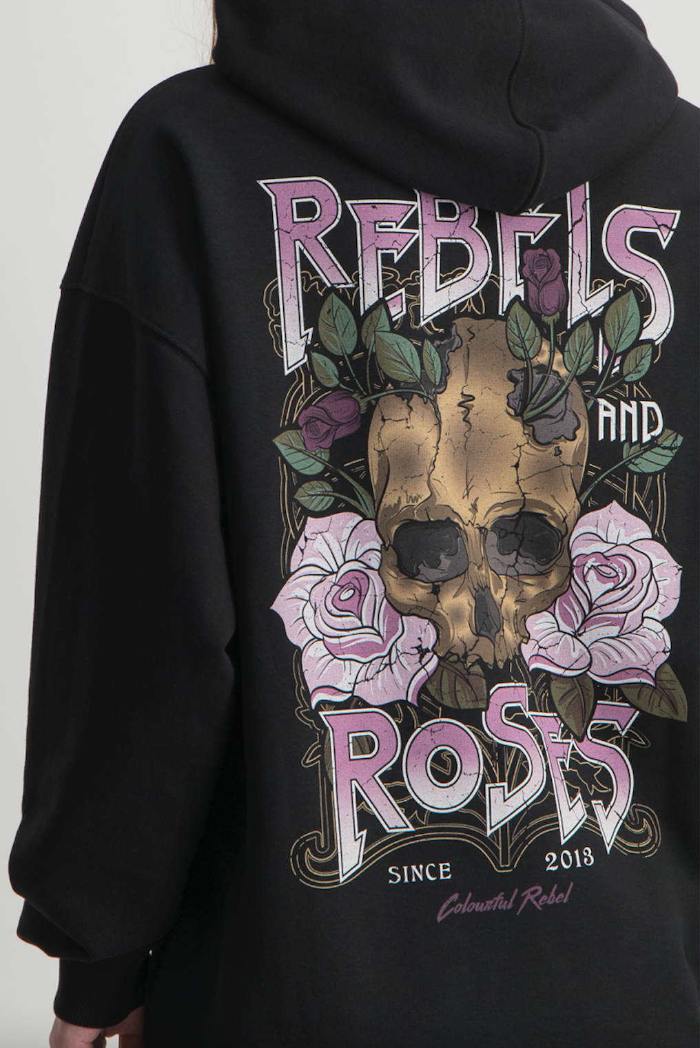CR Rebels & Roses hoodie - black