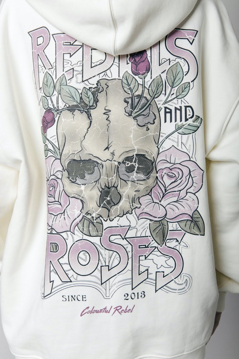 Rebels & Roses hoodie - off white