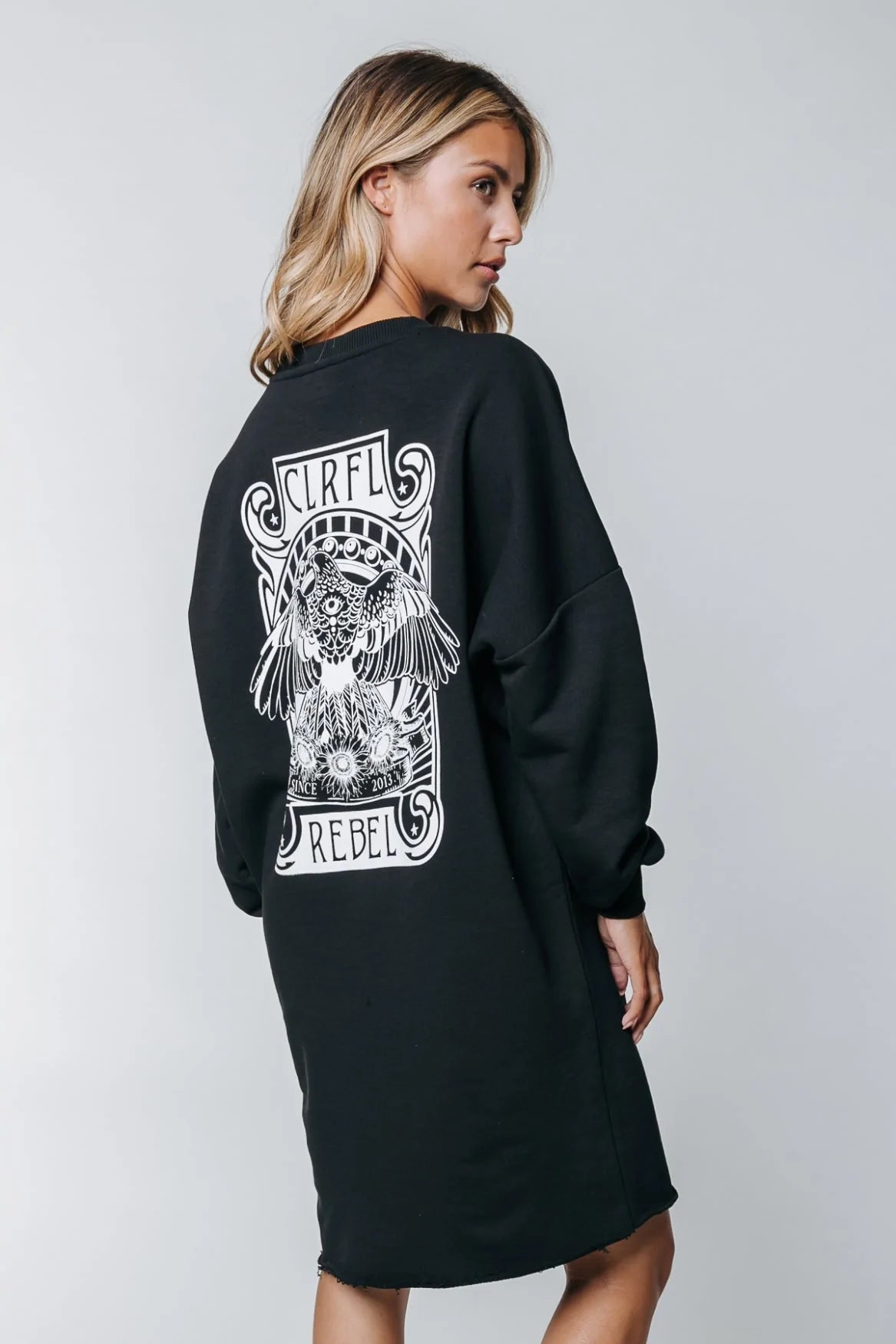 CR Art Eagle sweater dress - black