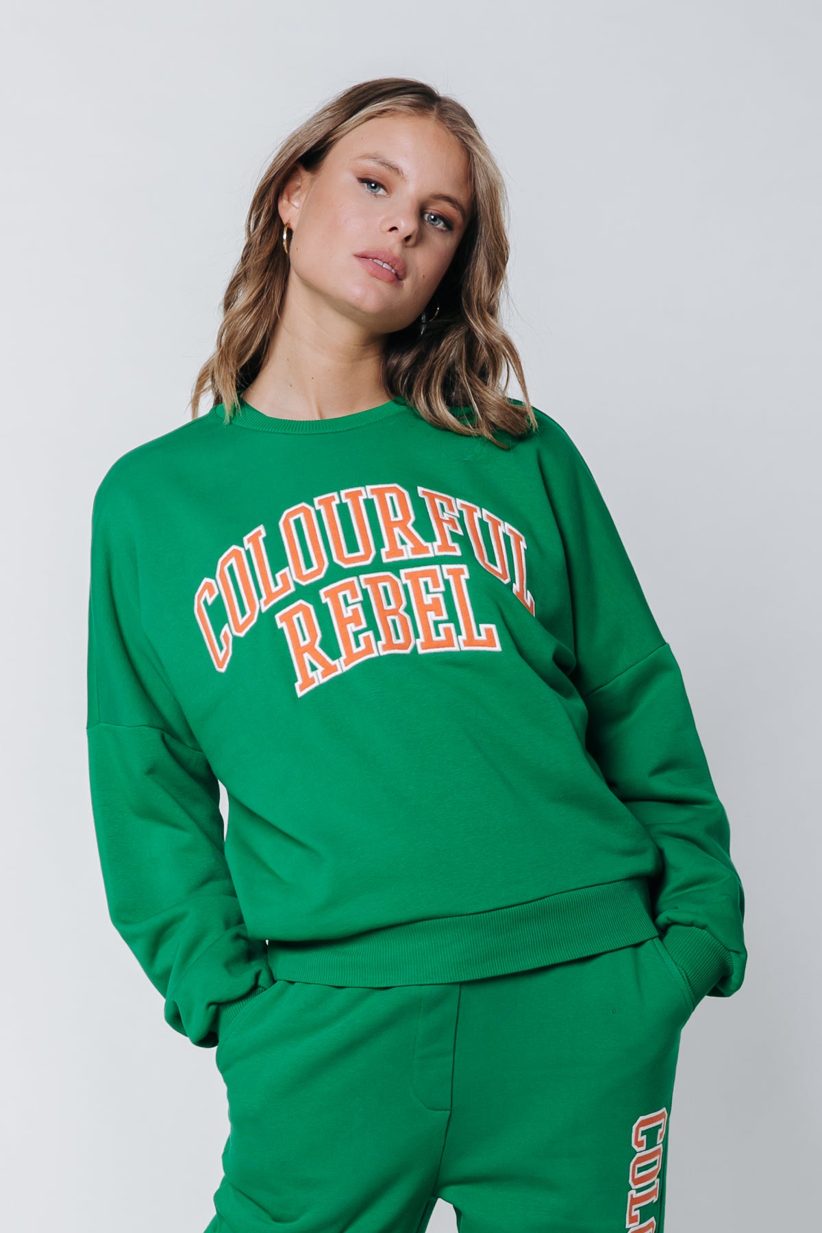CR Patch dropped shoulder sweater - green