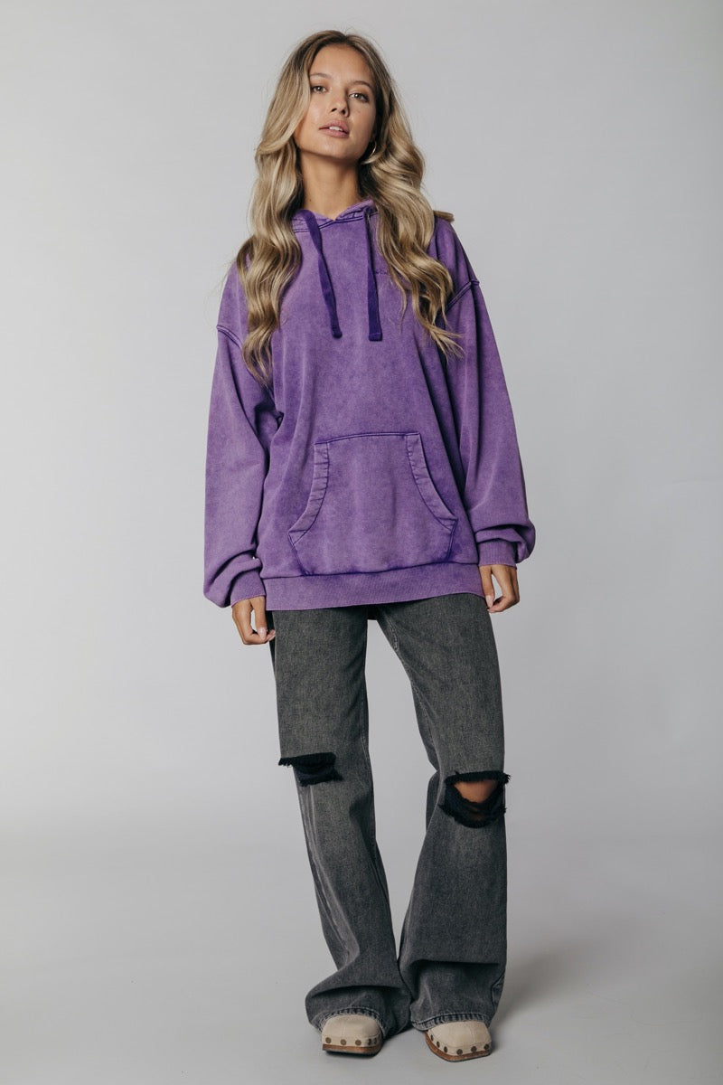 CR Rough acid wash hoodie - medium purple