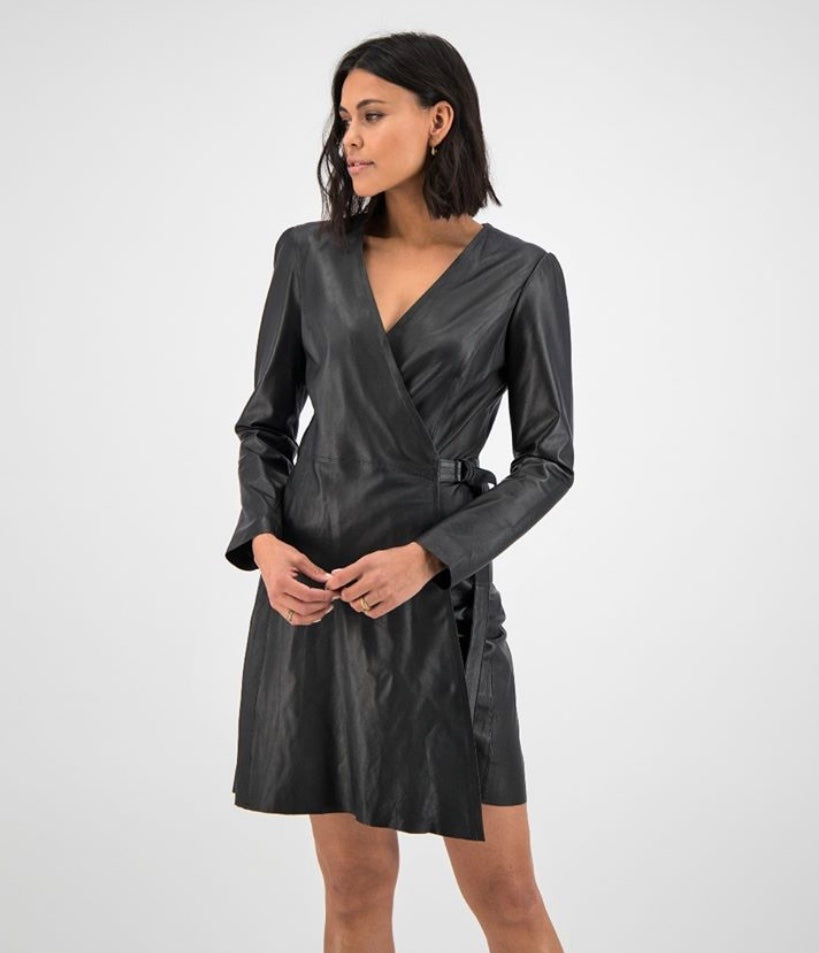 New Years leather dress - black